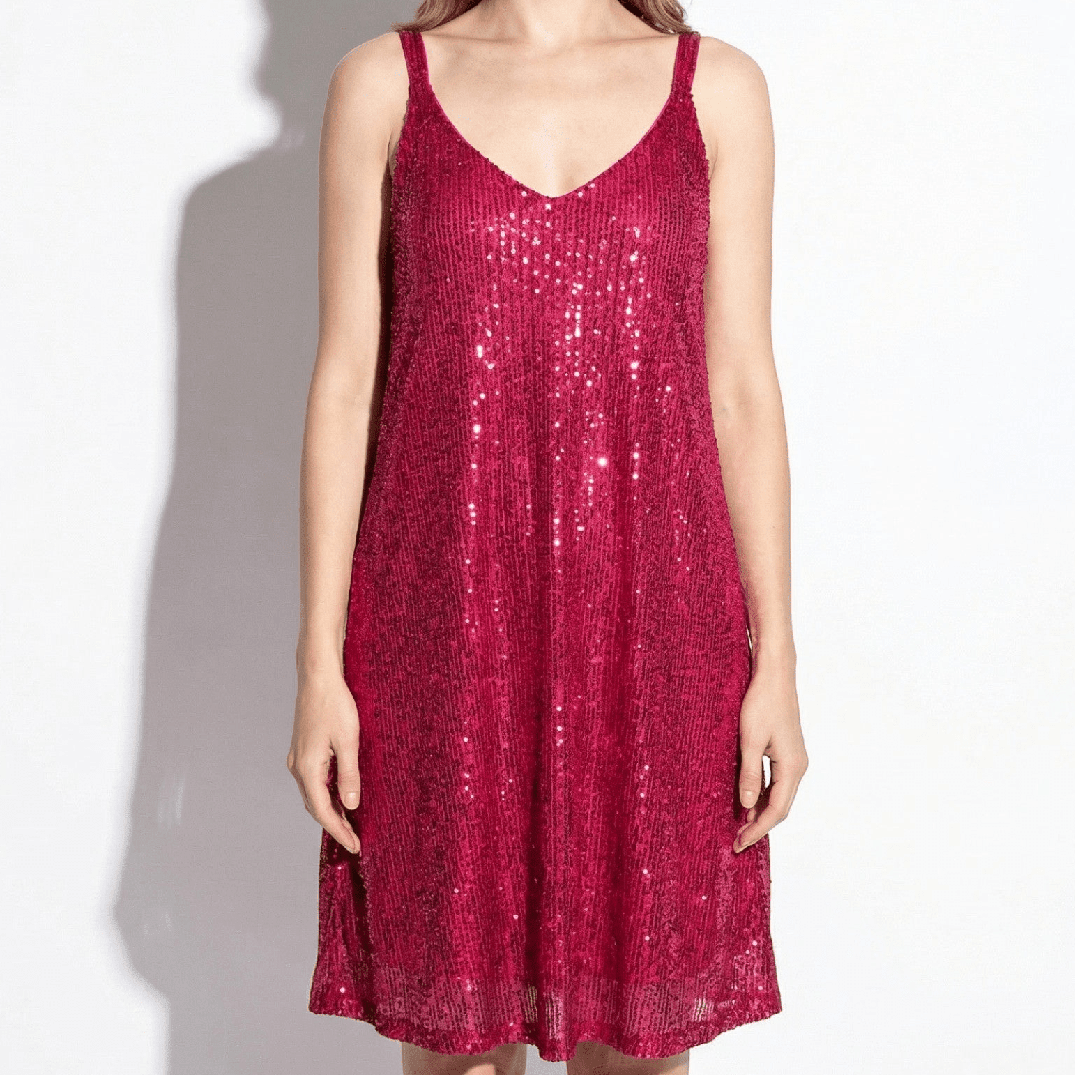Angel - Women's Party Sequin Mini Dress - Mini Dresses - Dark Pink - Parker&Brooks