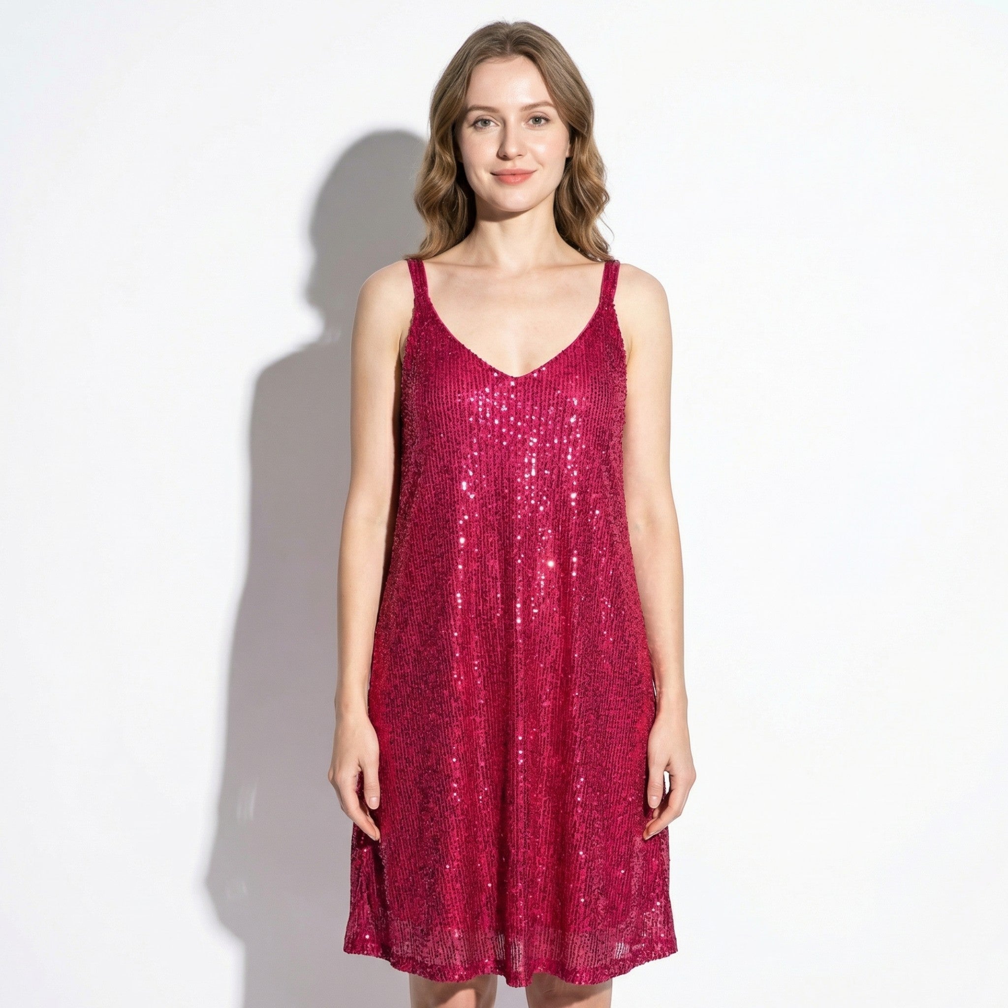 Angel - Women's Party Sequin Mini Dress - Mini Dresses - Dark Pink - Parker&Brooks