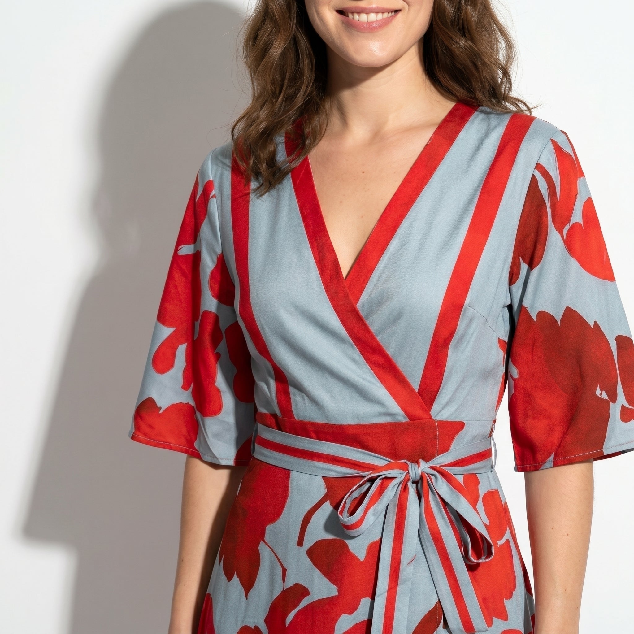 Anna - Women's Casual Printed Wrap Maxi Dress - Maxi Dress - Red - Parker&Brooks