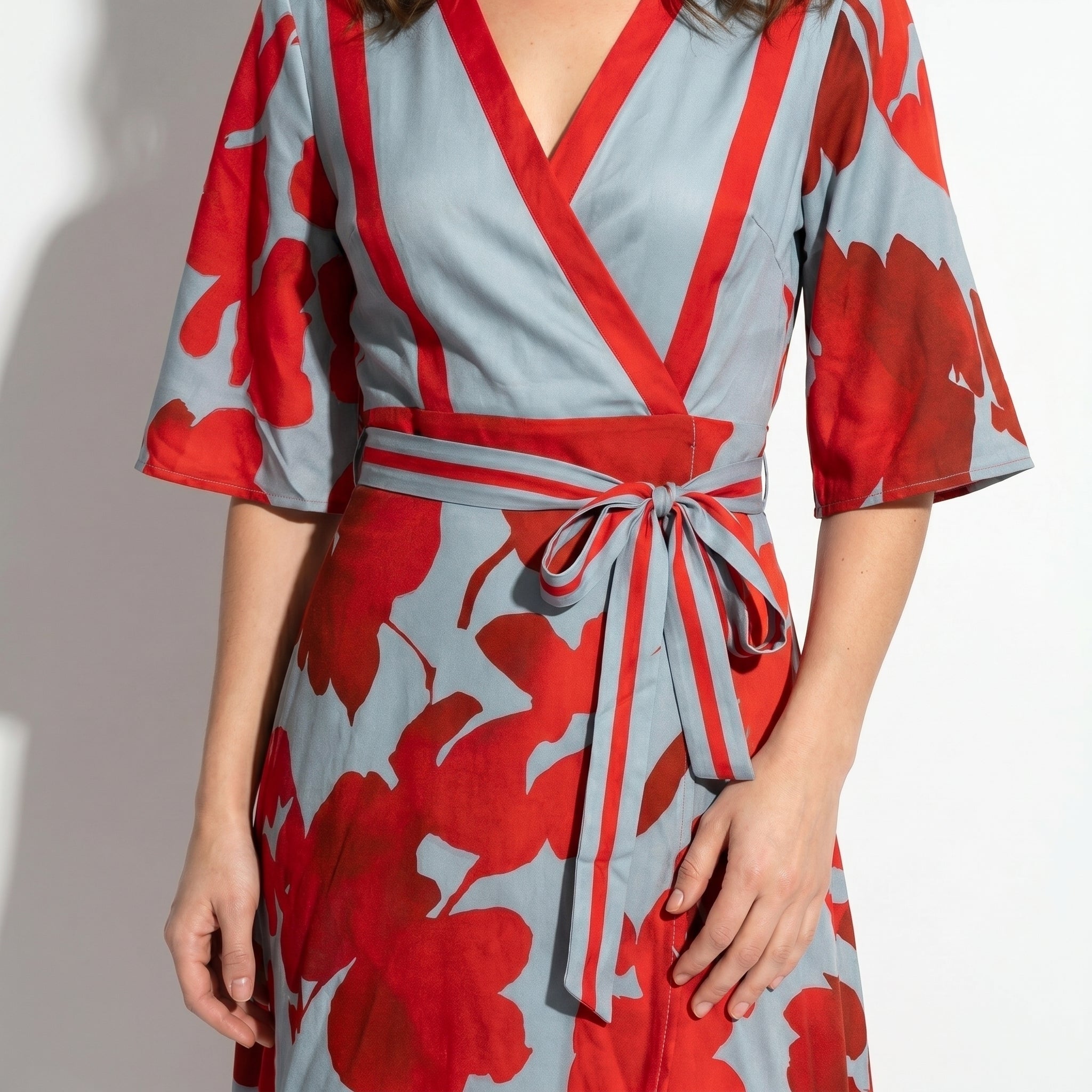 Anna - Women's Casual Printed Wrap Maxi Dress - Maxi Dress - Red - Parker&Brooks