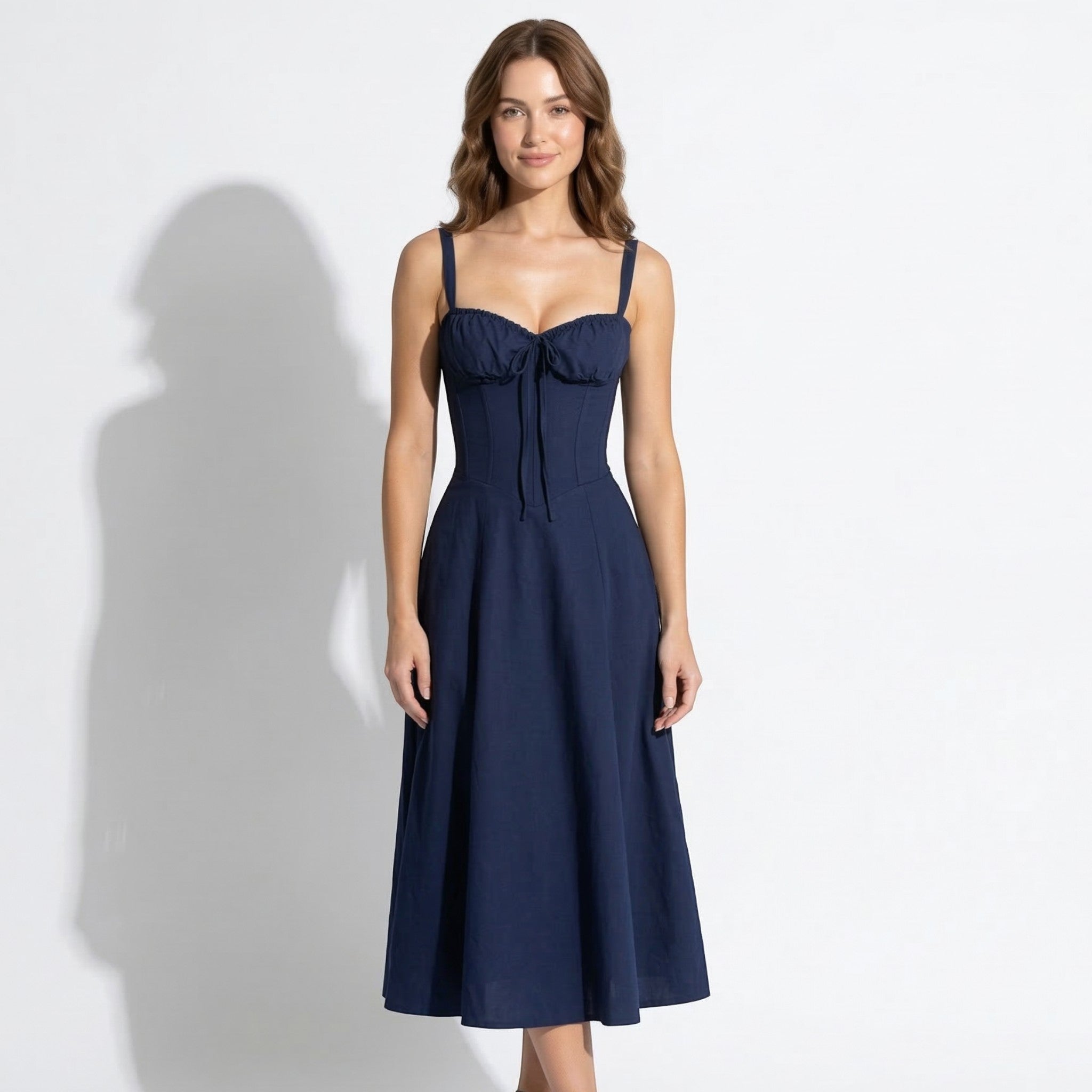 Anna - Women's Party Corset Midi Dress - Dress - Light Pink - Parker&Brooks