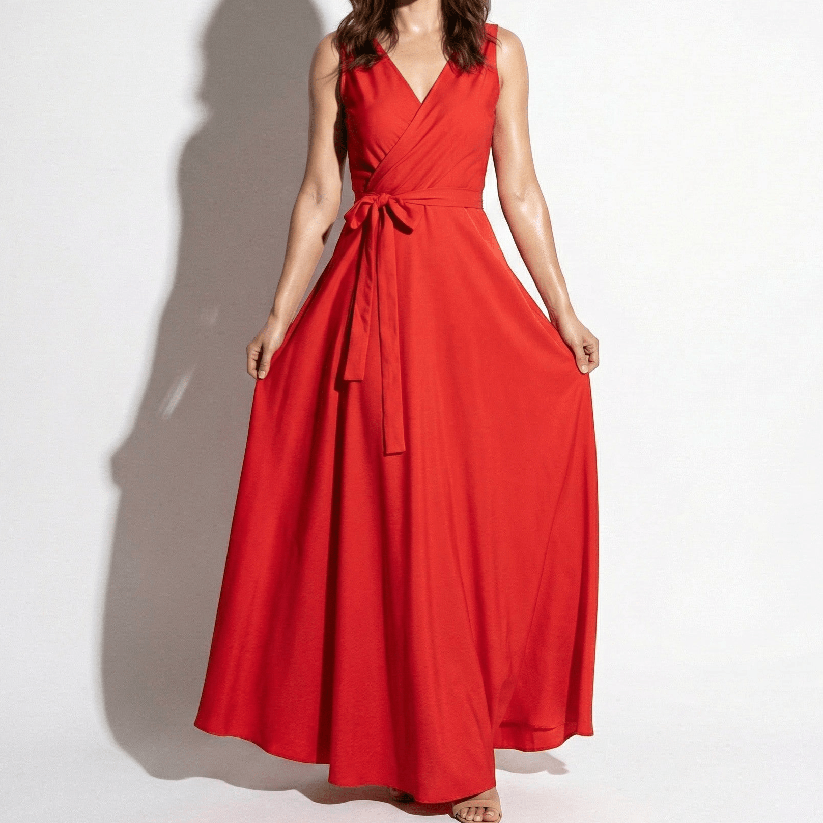 Anna - Women's Party Wrap Maxi Dress - Dress - Red - Parker&Brooks