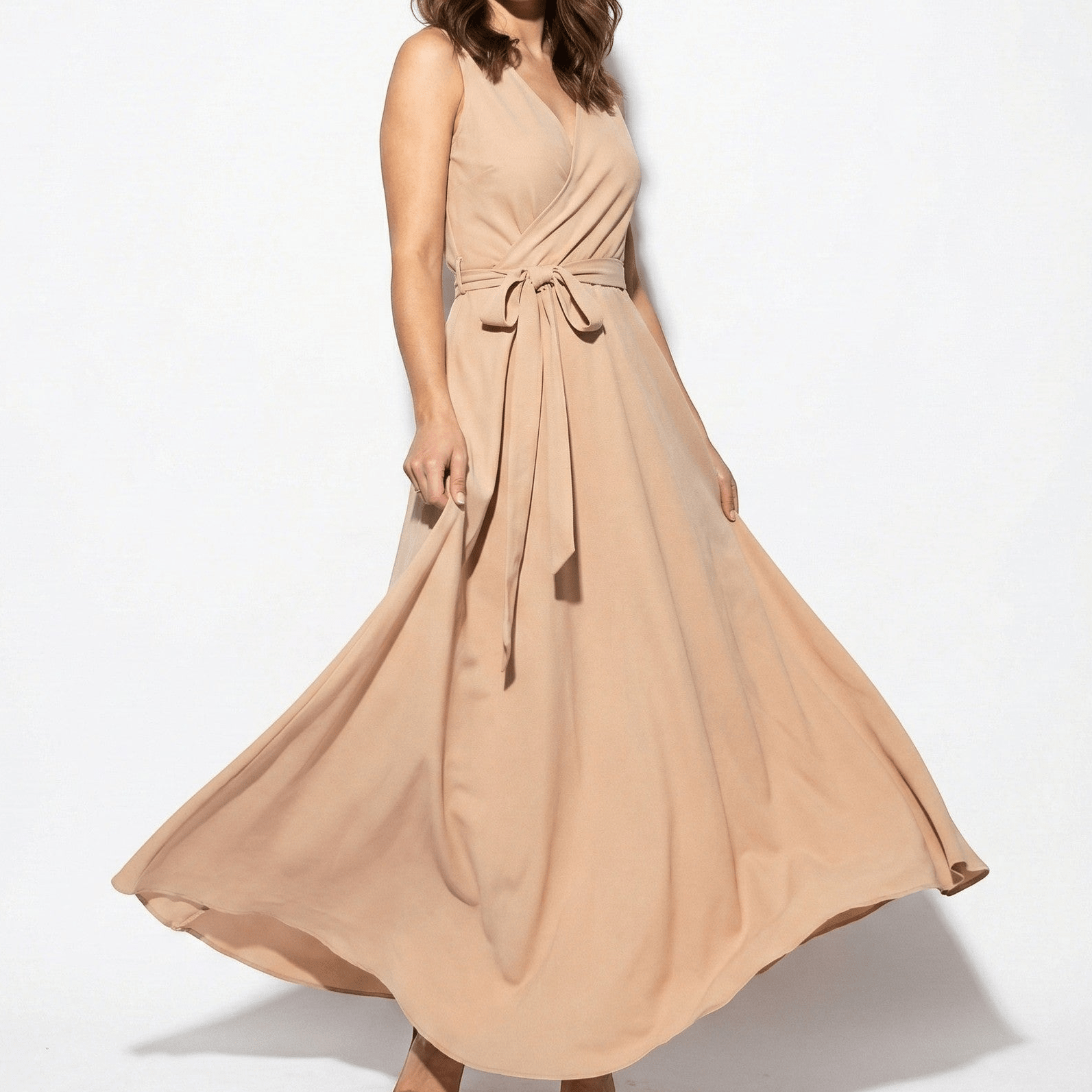 Anna - Women's Party Wrap Maxi Dress - Dress - Khaki - Parker&Brooks