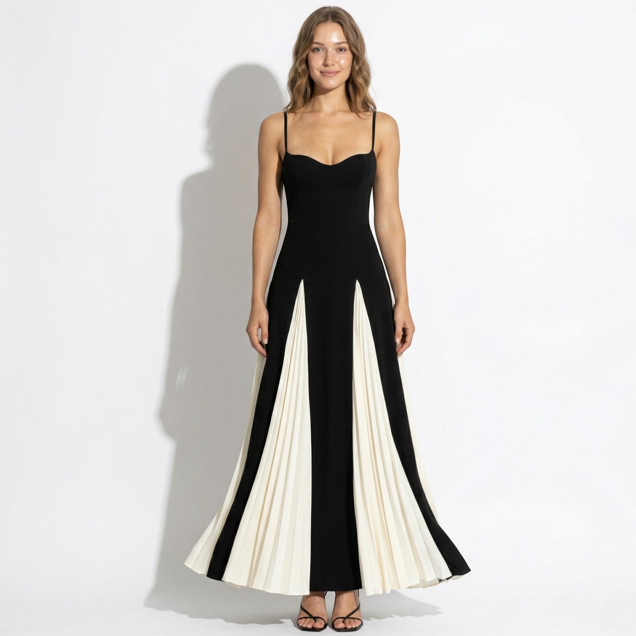 Anne - Women's Flared Maxi Dress - Maxi Dress - Black - Parker&Brooks