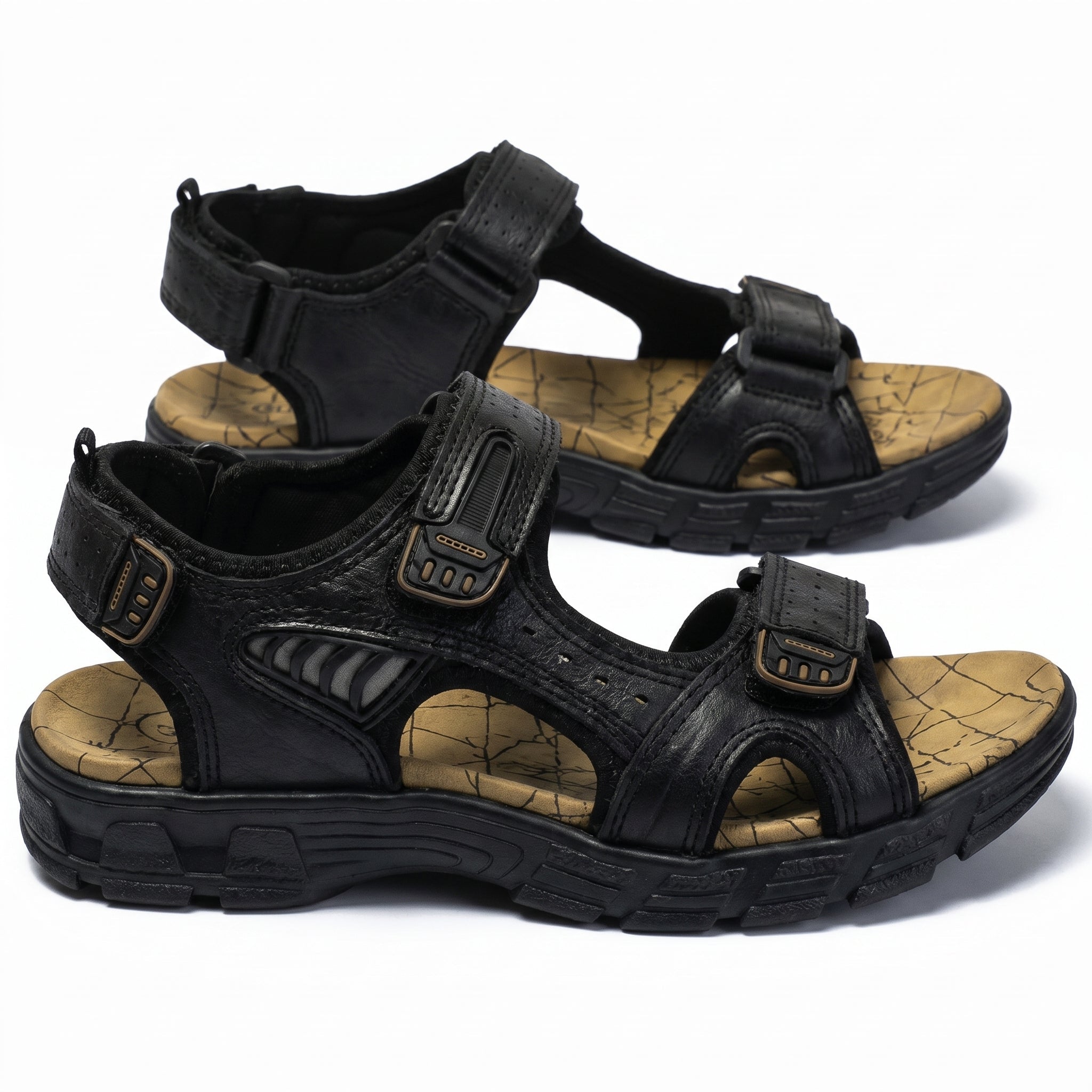 Arthur - Men's Adjustable Orthopedic Sandals - Sandals - Black - Parker&Brooks