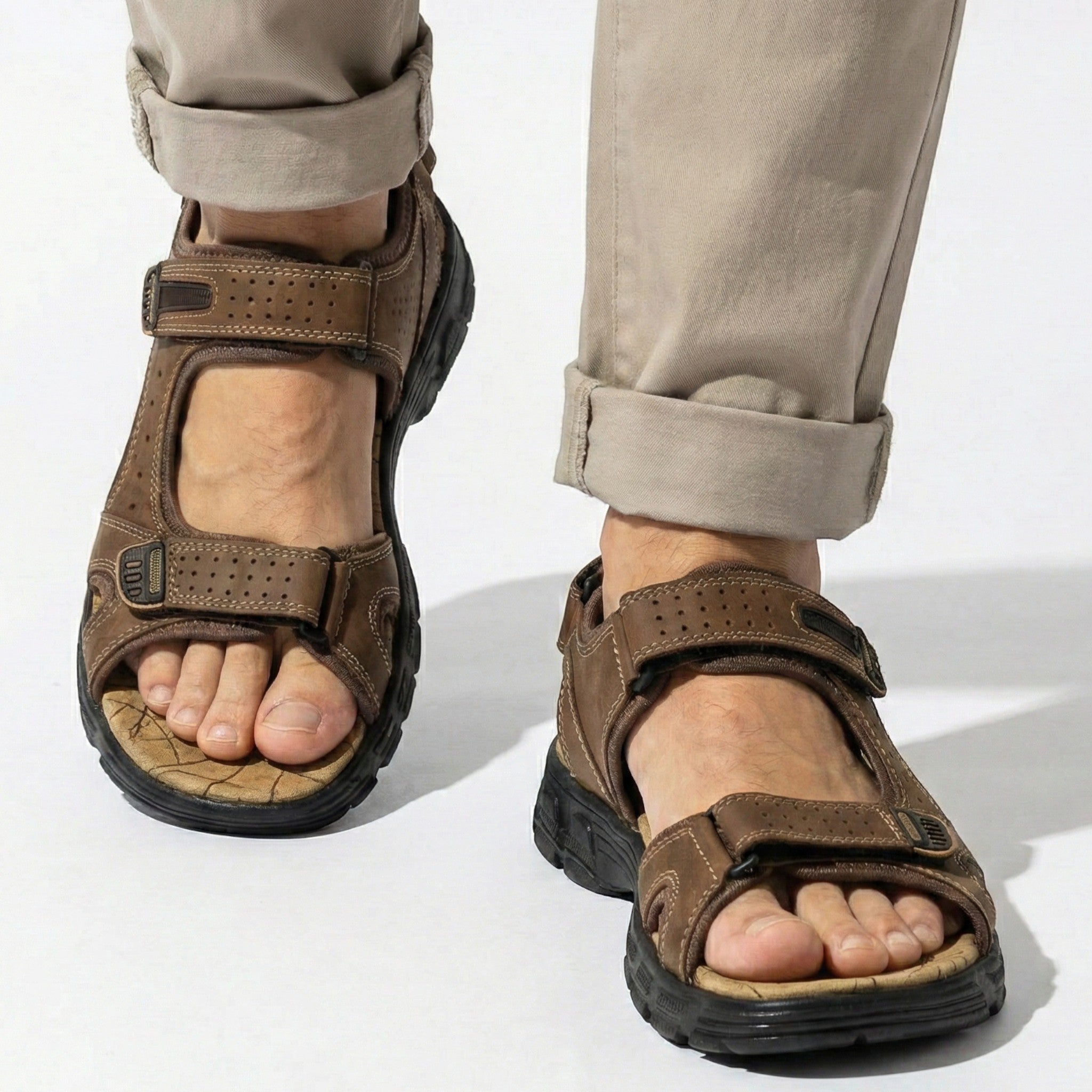 Arthur - Men's Adjustable Orthopedic Sandals - Sandals - Dark Brown - Parker&Brooks