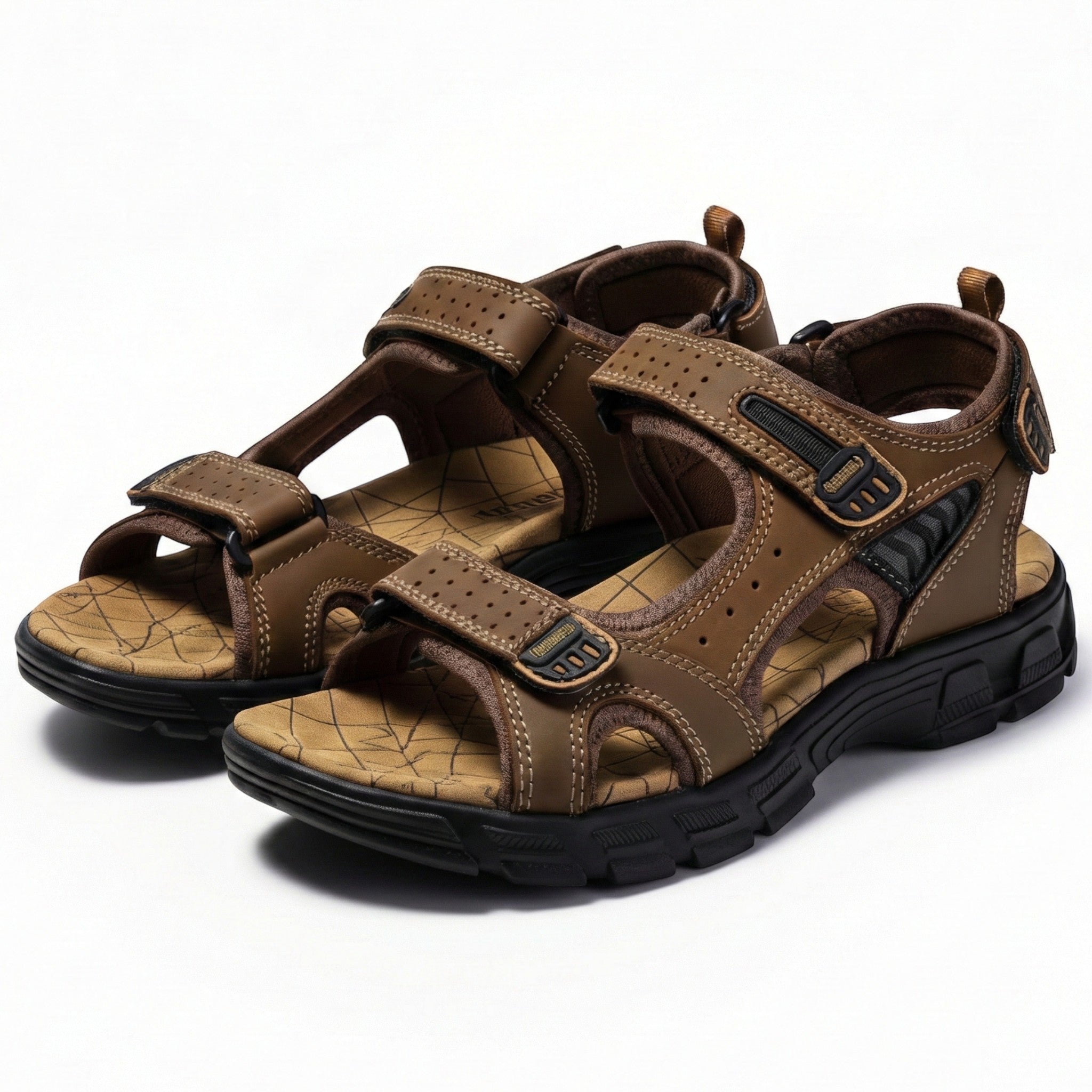 Arthur - Men's Adjustable Orthopedic Sandals - Sandals - Dark Brown - Parker&Brooks