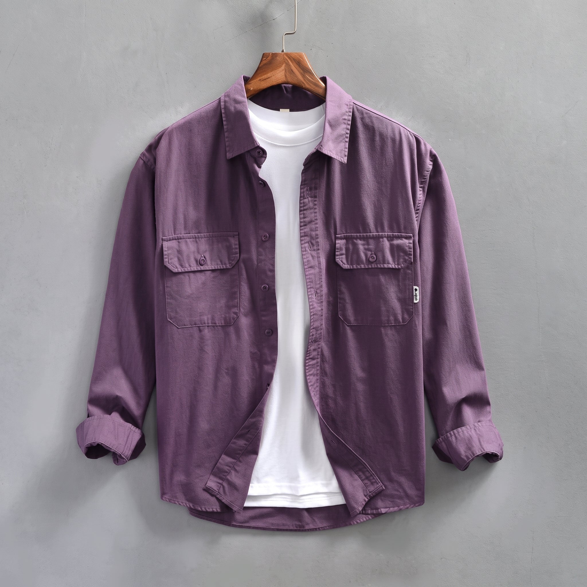 Arthur - Men's Button-Down Dual Flap Chest Pocket Shirt - Shirts - Purple - Parker&Brooks