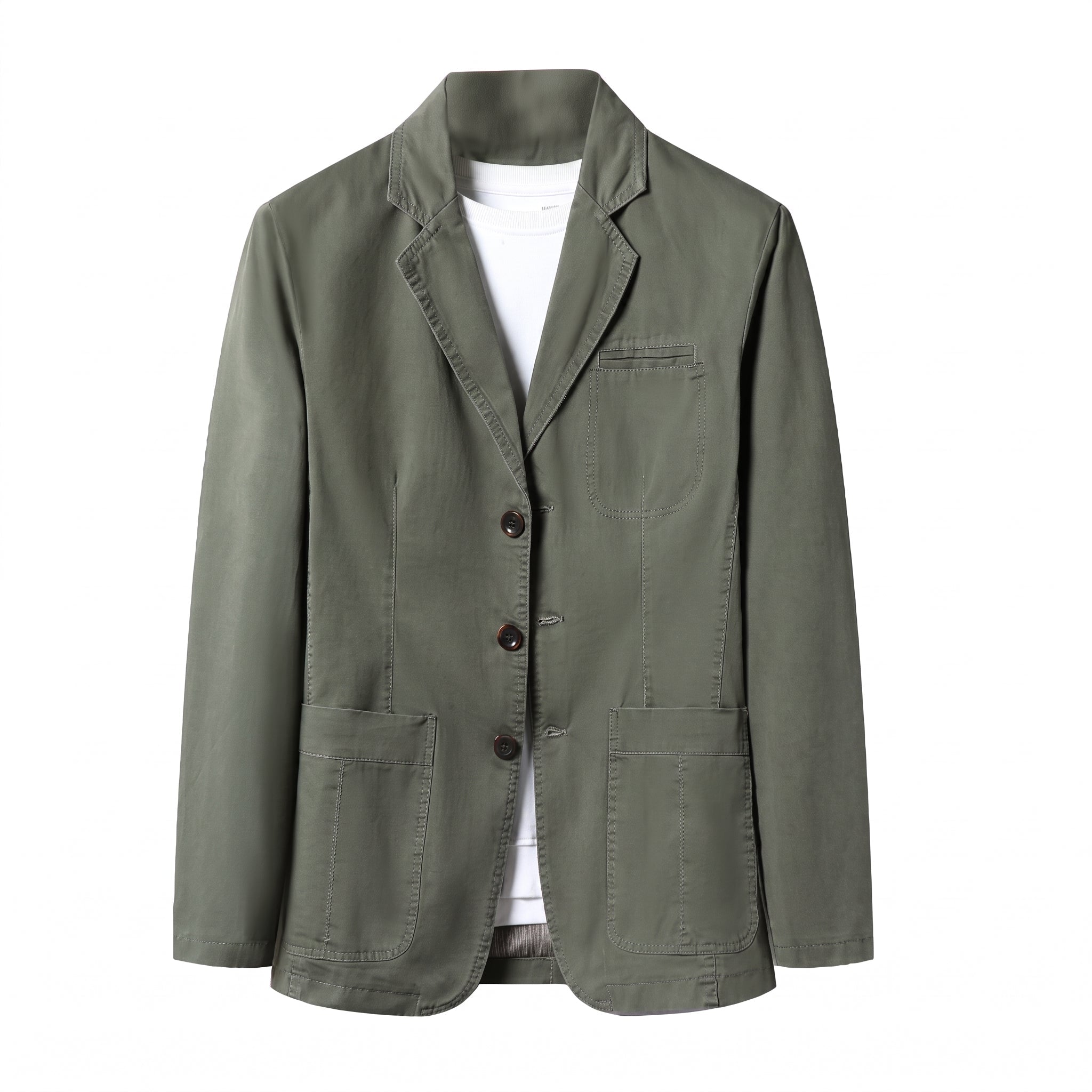 Arthur - Men's Relaxed Fit Single-Breasted Notch Lapel Casual Blazer - Blazers - Green - Parker&Brooks