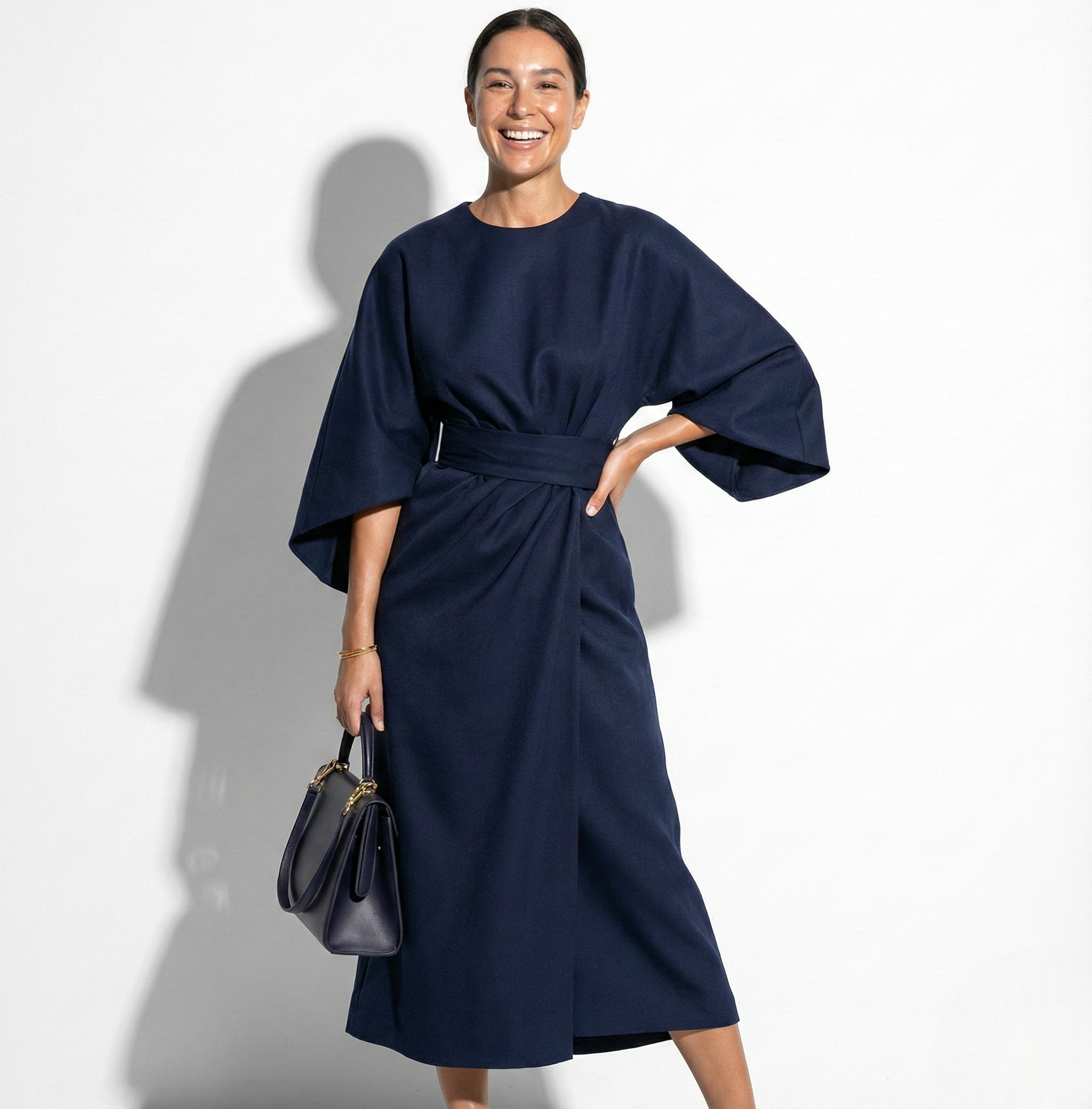 Aurora - Women's Flowy Belted Kimono Style Maxi Dress