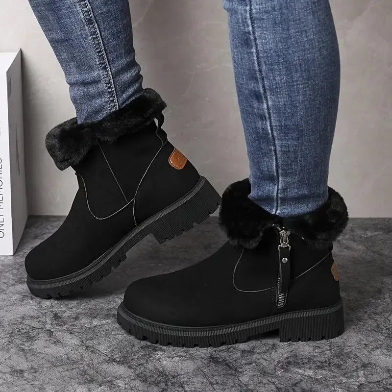 Ava - Women's Chunky Platform Ankle Boots with Side Zip Lug Sole - Boots - Black - Parker&Brooks