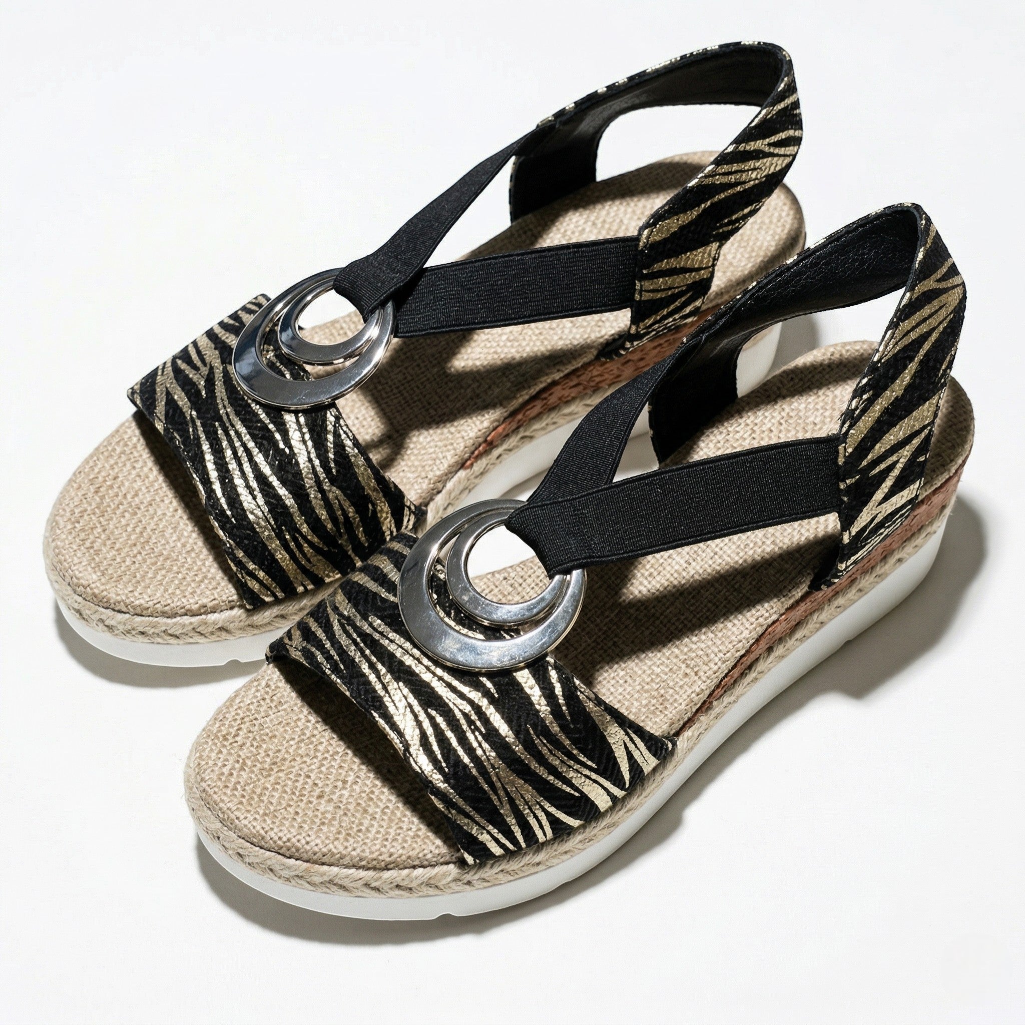 Ava - Women's Cross Strap Wedge Sandals - Sandals - Black - Parker&Brooks