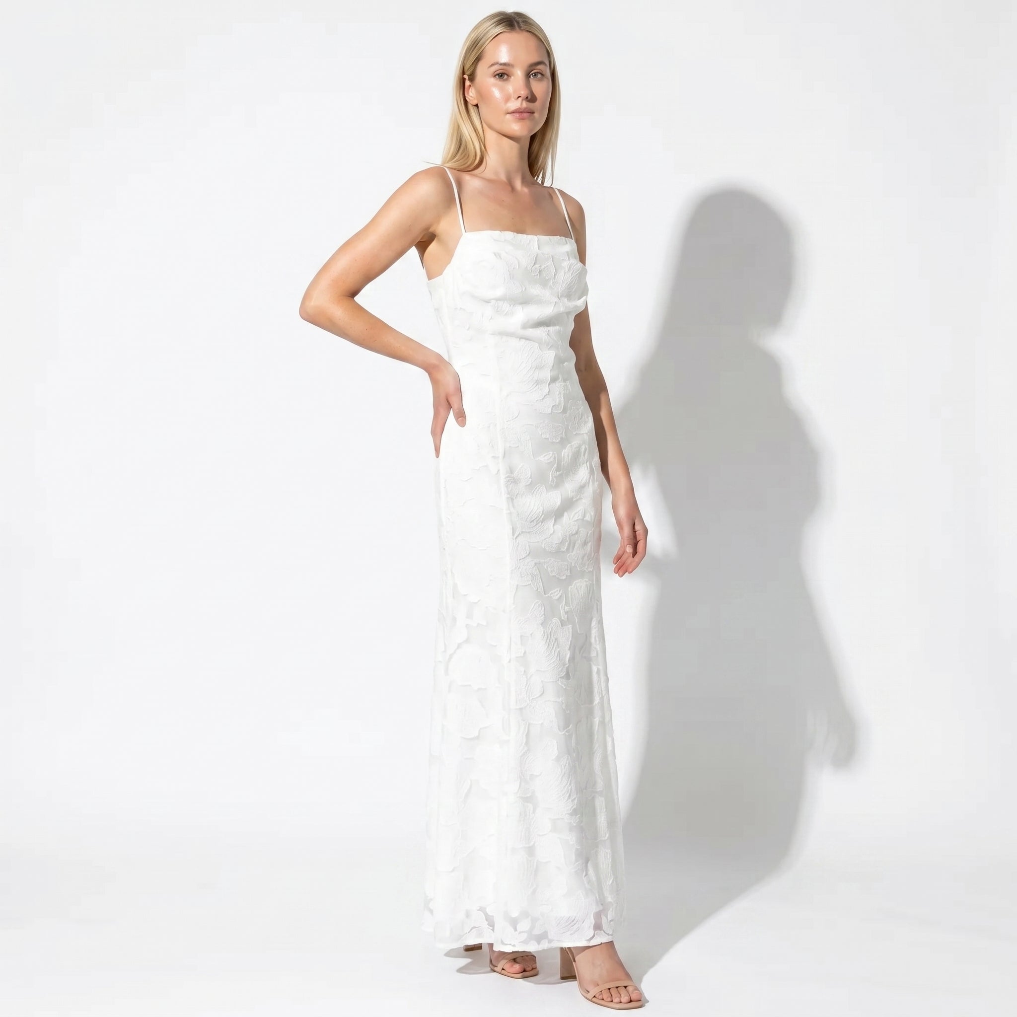 Ava - Women's Formal Evening Lace Maxi Dress - Maxi Dress - White - Parker&Brooks
