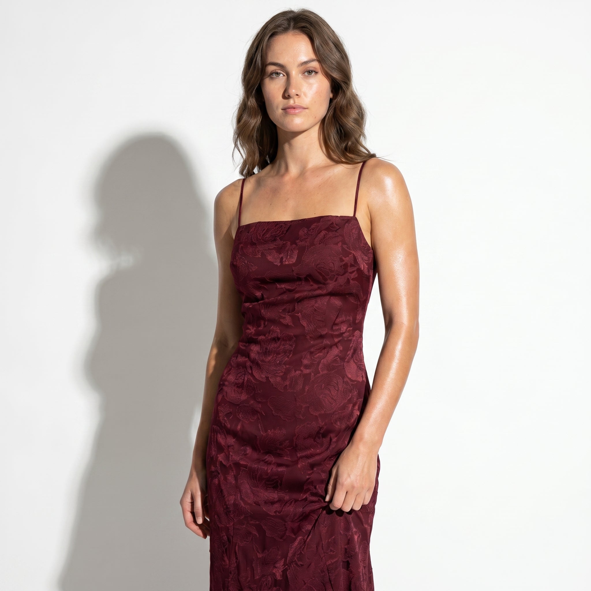 Ava - Women's Formal Evening Lace Maxi Dress - Maxi Dress - Burgundy - Parker&Brooks