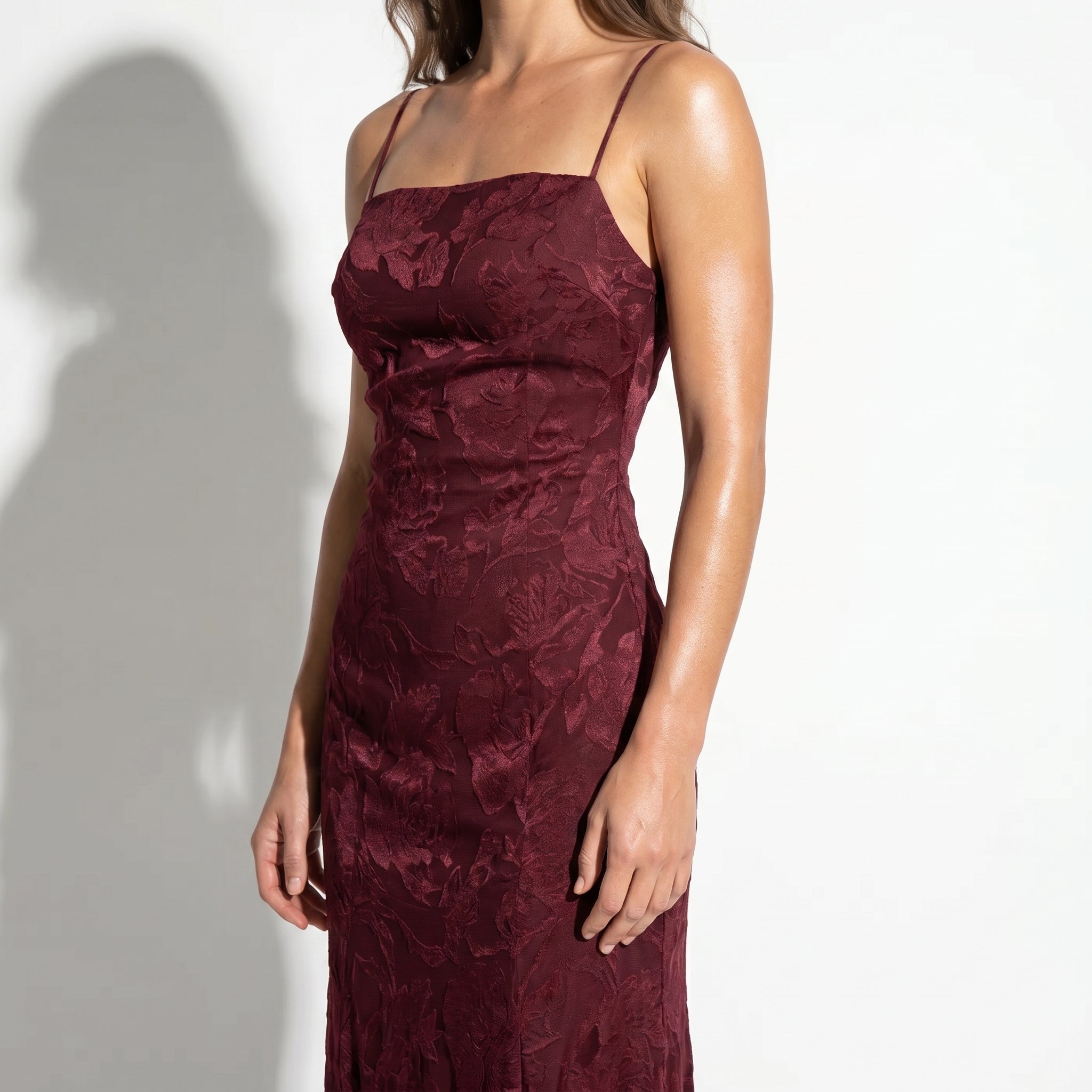 Ava - Women's Formal Evening Lace Maxi Dress - Maxi Dress - Burgundy - Parker&Brooks