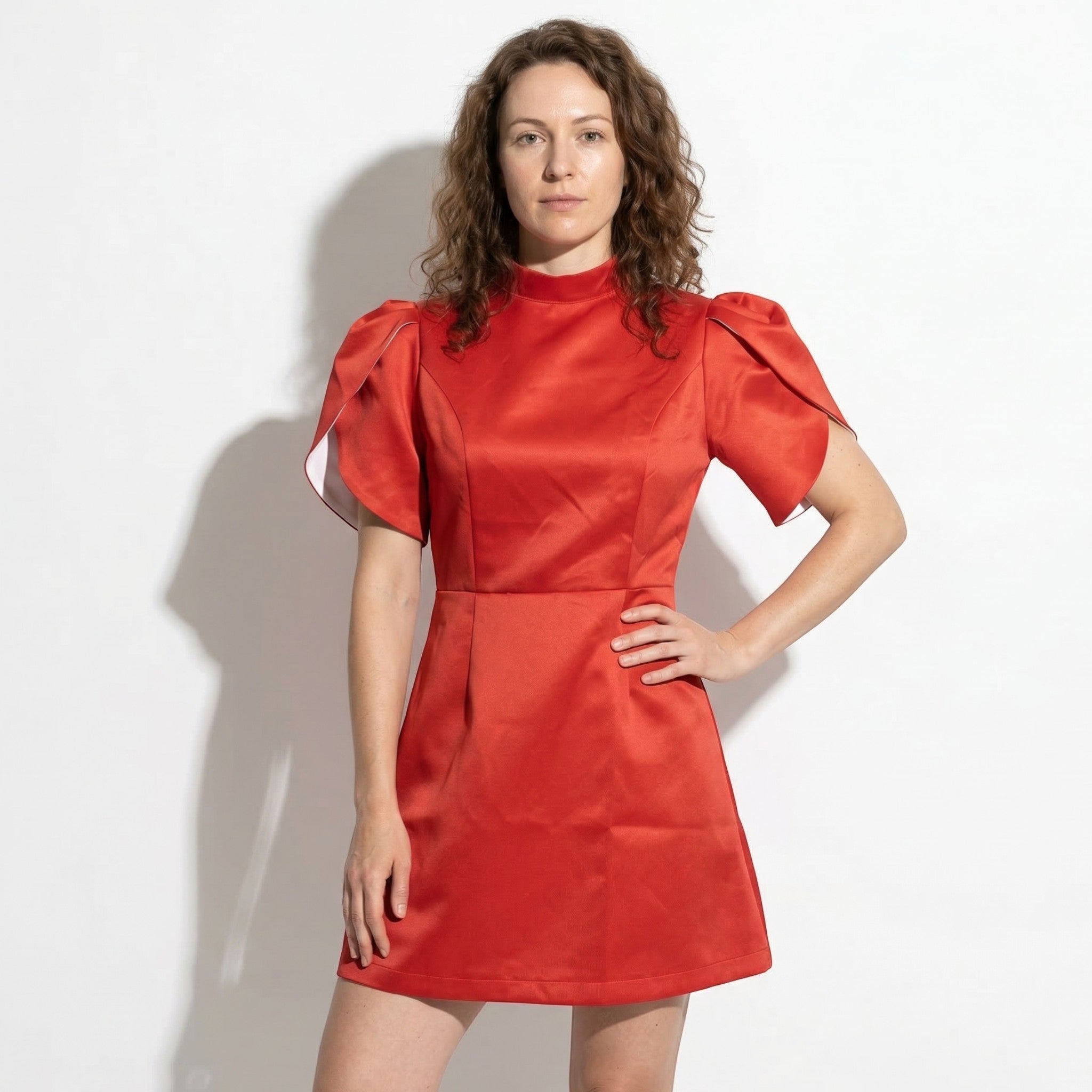 Ava - Women's High Neck Mini Dress with Back Bow - Parker&Brooks