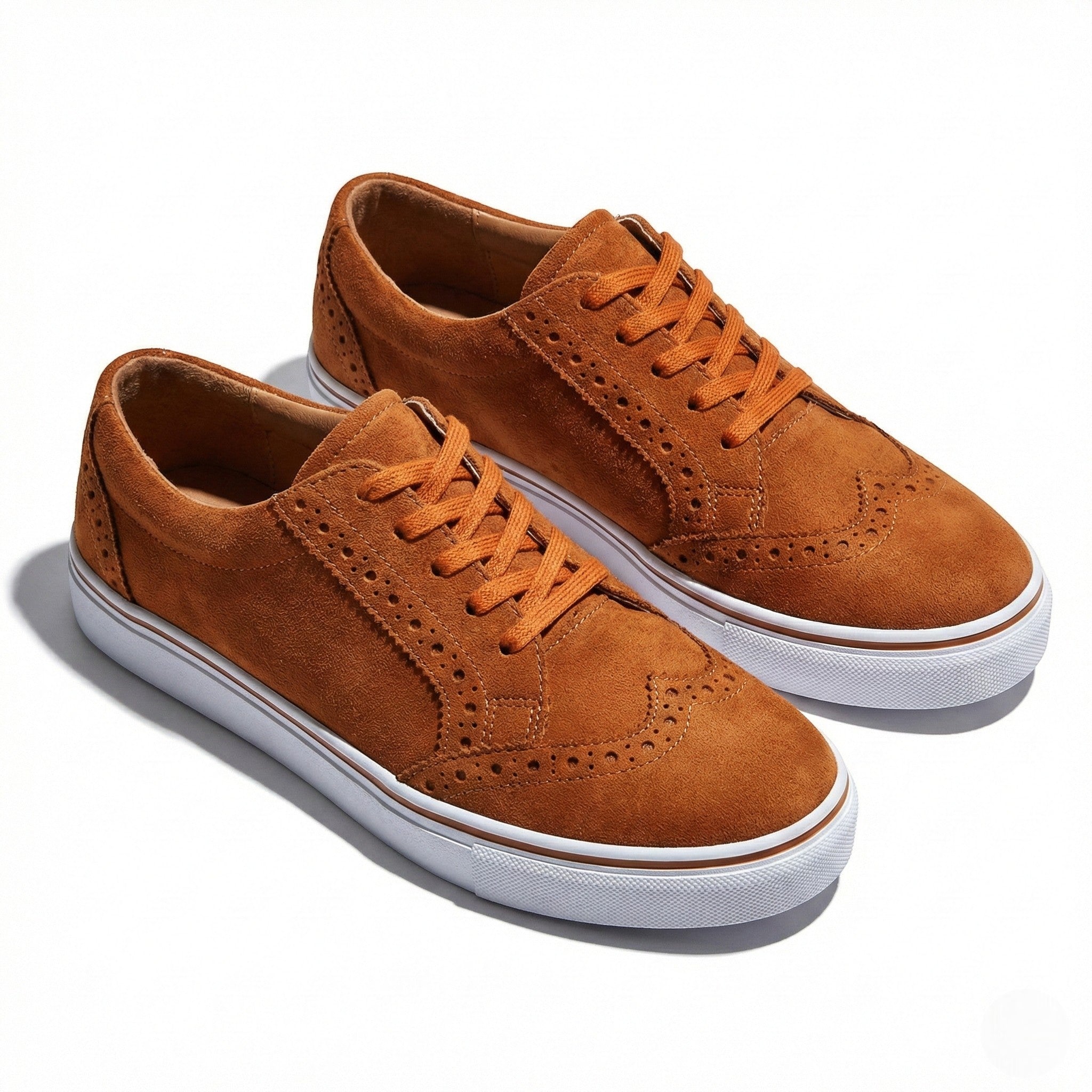 Ava - Women's Lace - Up Sneaker with Brogue Detail - Shoes - Brown - Parker&Brooks