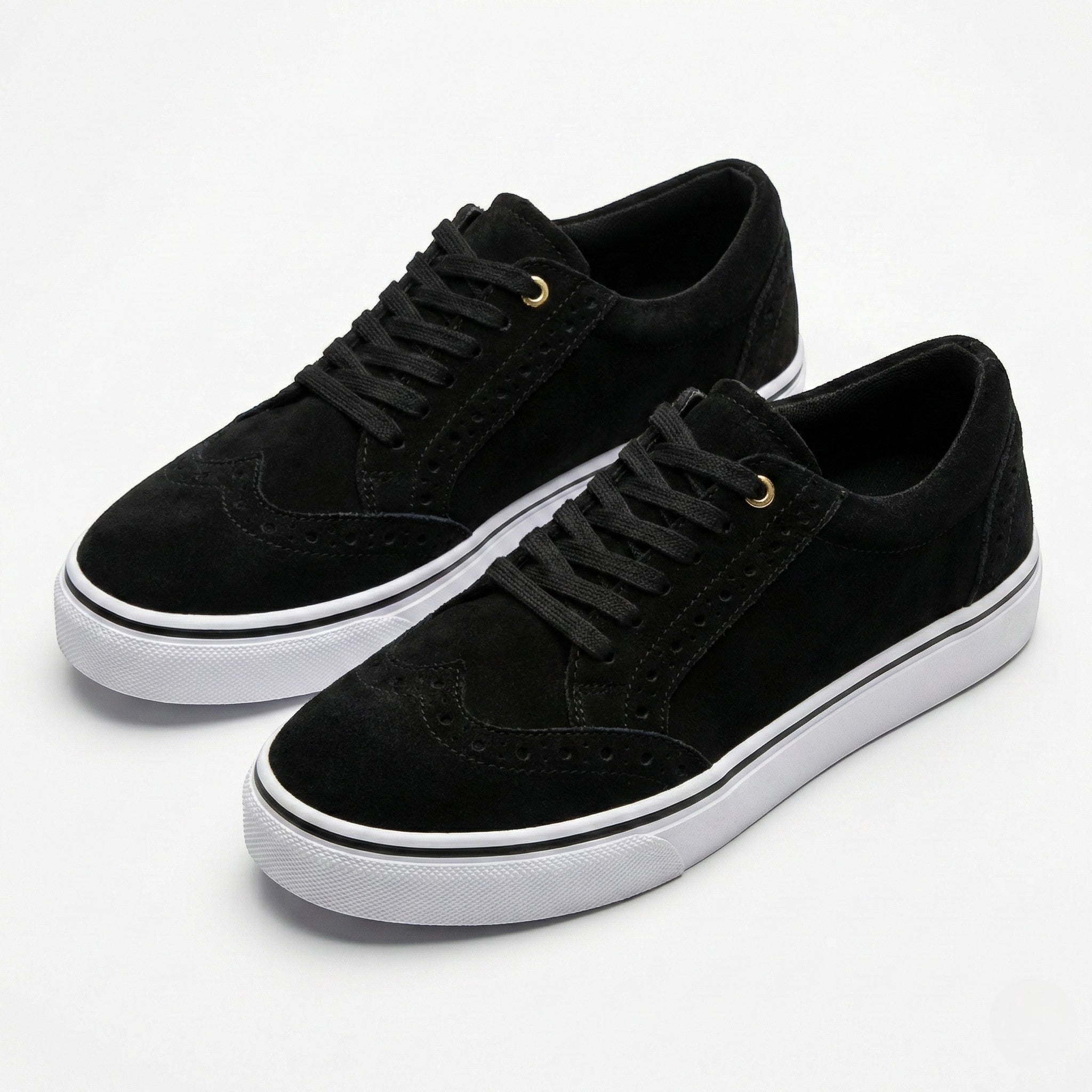 Ava - Women's Lace - Up Sneaker with Brogue Detail - Shoes - Black - Parker&Brooks