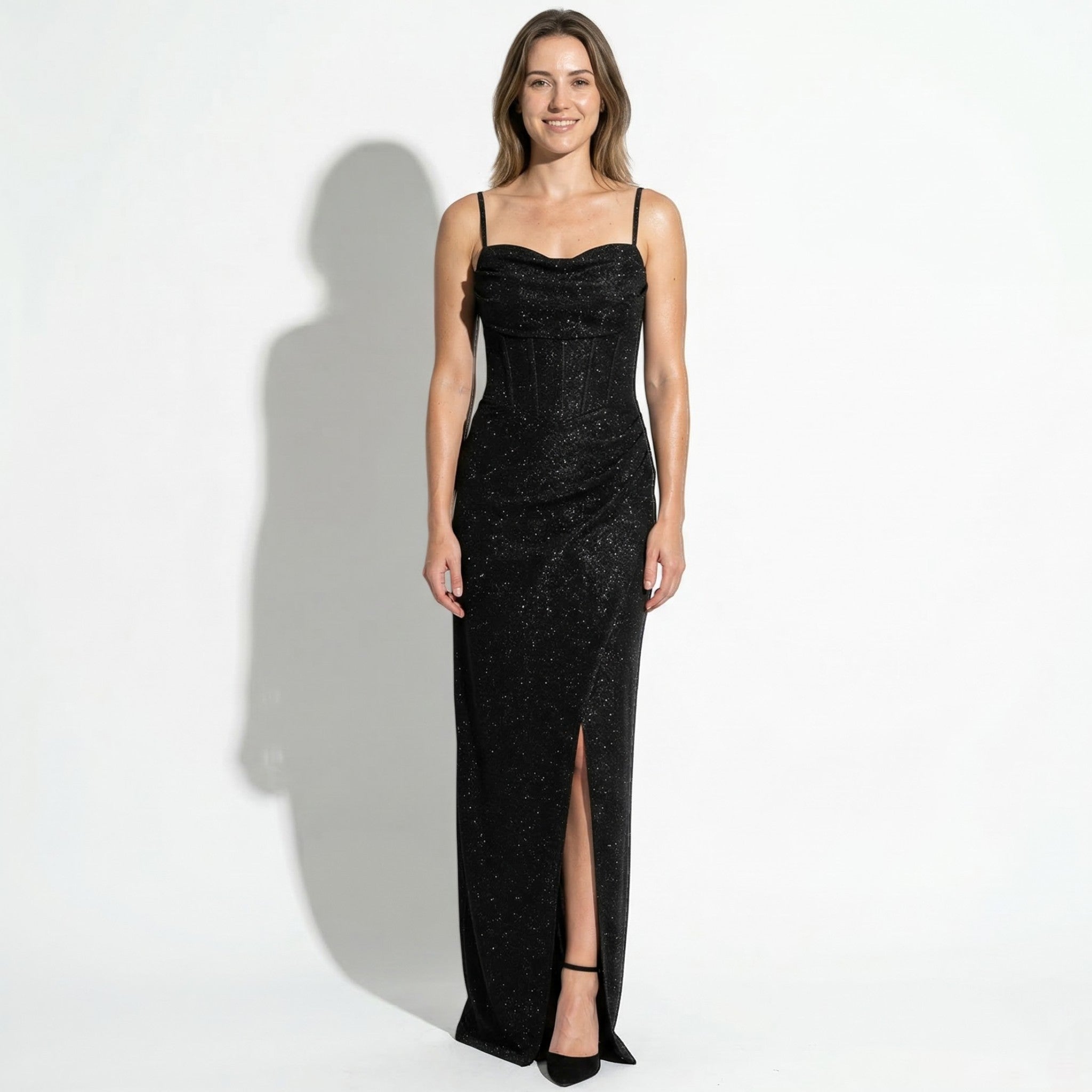 Ava - Women's Elegant Party Sequin Maxi Dress - Maxi Dress - Black - Parker&Brooks
