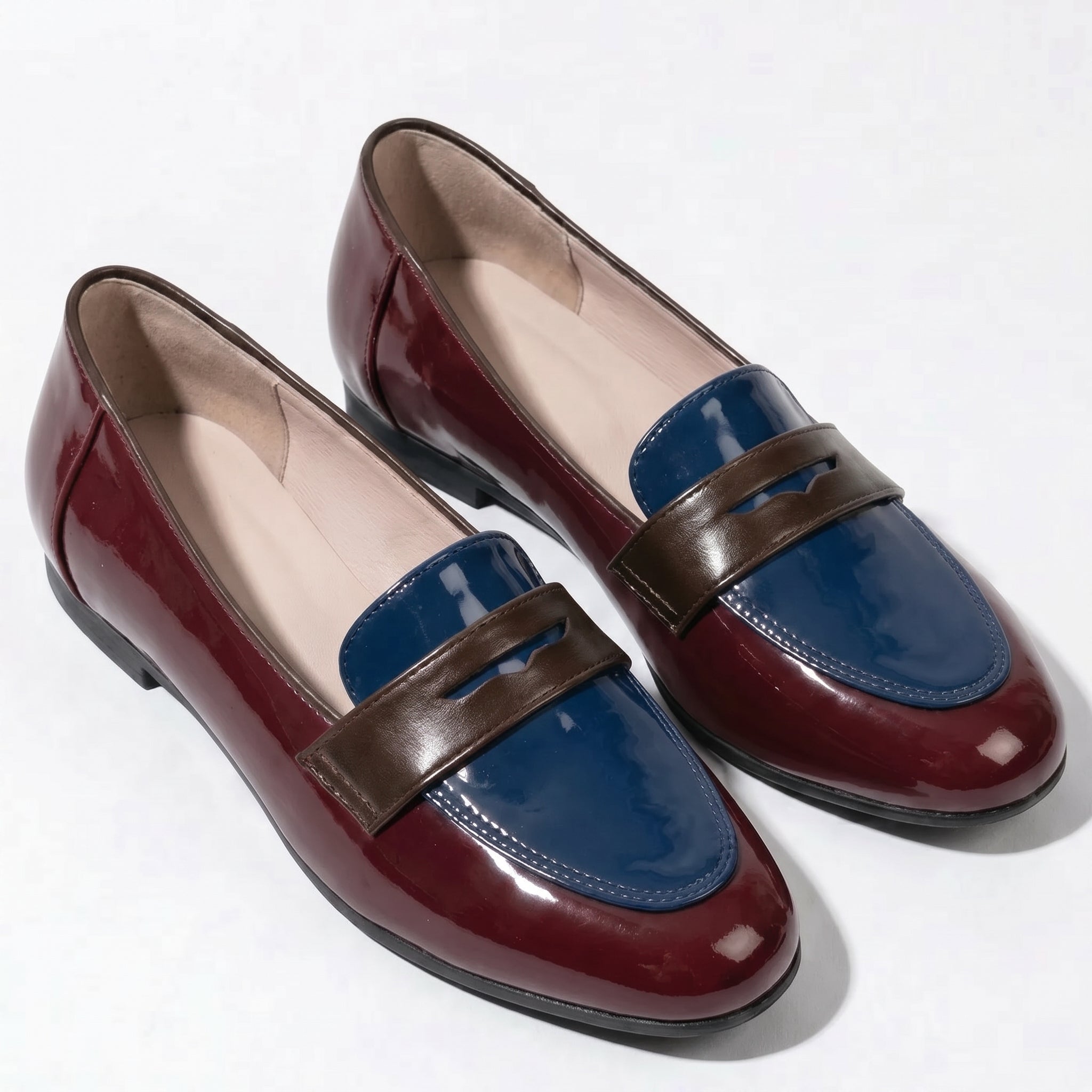 Ava - Women's Two - Tone Round Toe Loafers - Loafers - Blue - Parker&Brooks