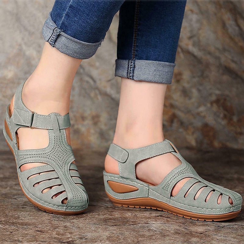 Belle - Women's Orthopedic Fisherman Wedge Sandals - Sandals - Gray - Parker&Brooks