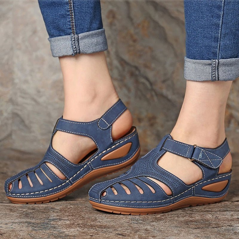 Belle - Women's Orthopedic Fisherman Wedge Sandals - Sandals - Blue - Parker&Brooks