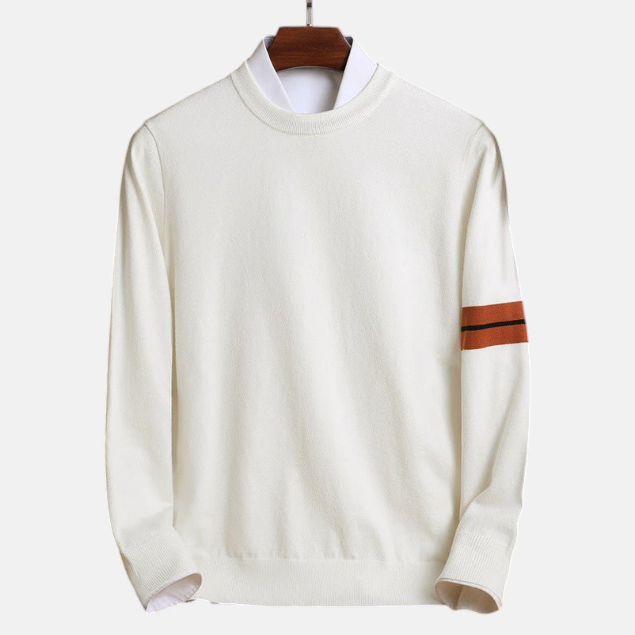 Men's Classic Crewneck Sweater with Arm Stripe Detail