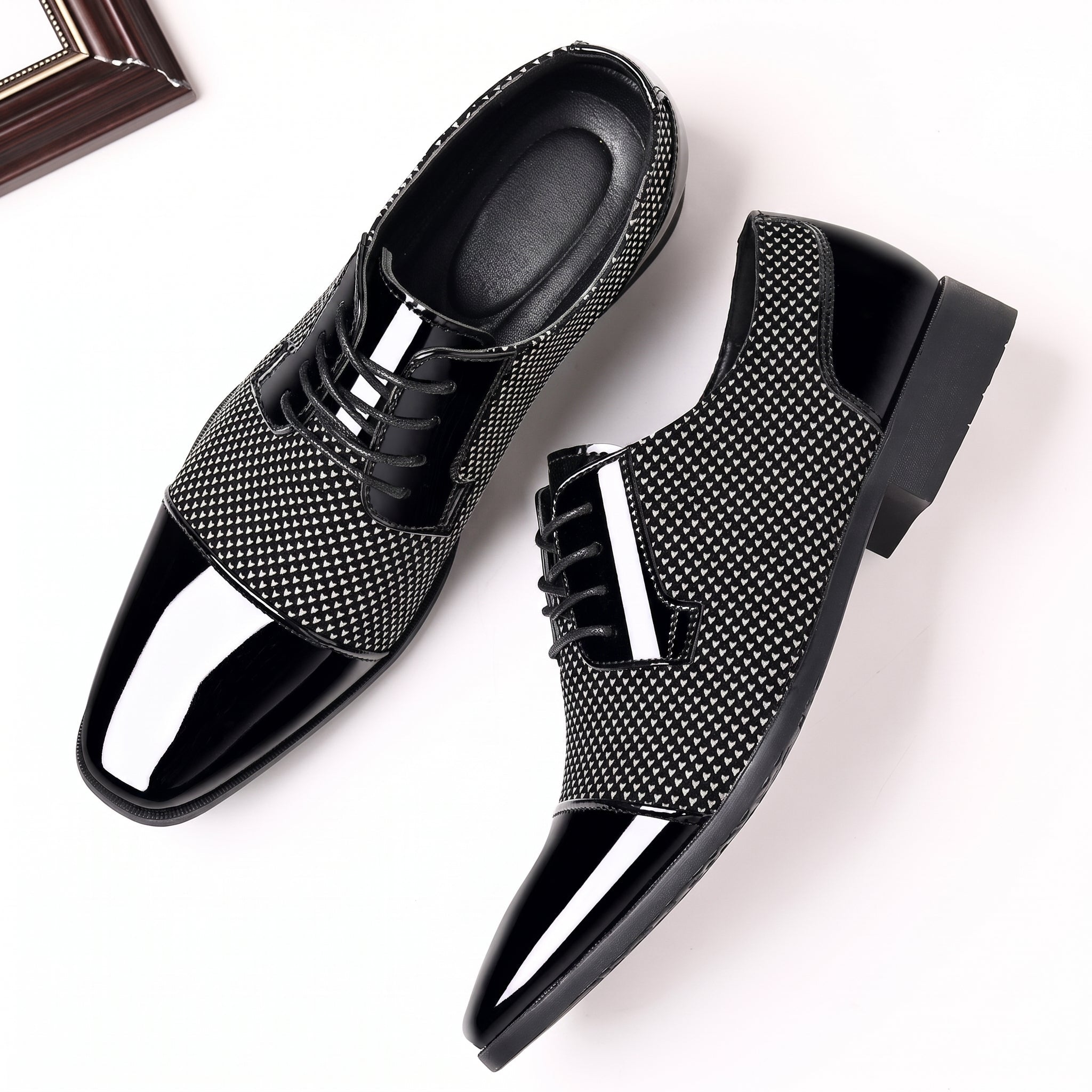 Benjamin - Men's Glossy Patent Toe Cap Wedding Shoes - Flats - White - Parker&Brooks