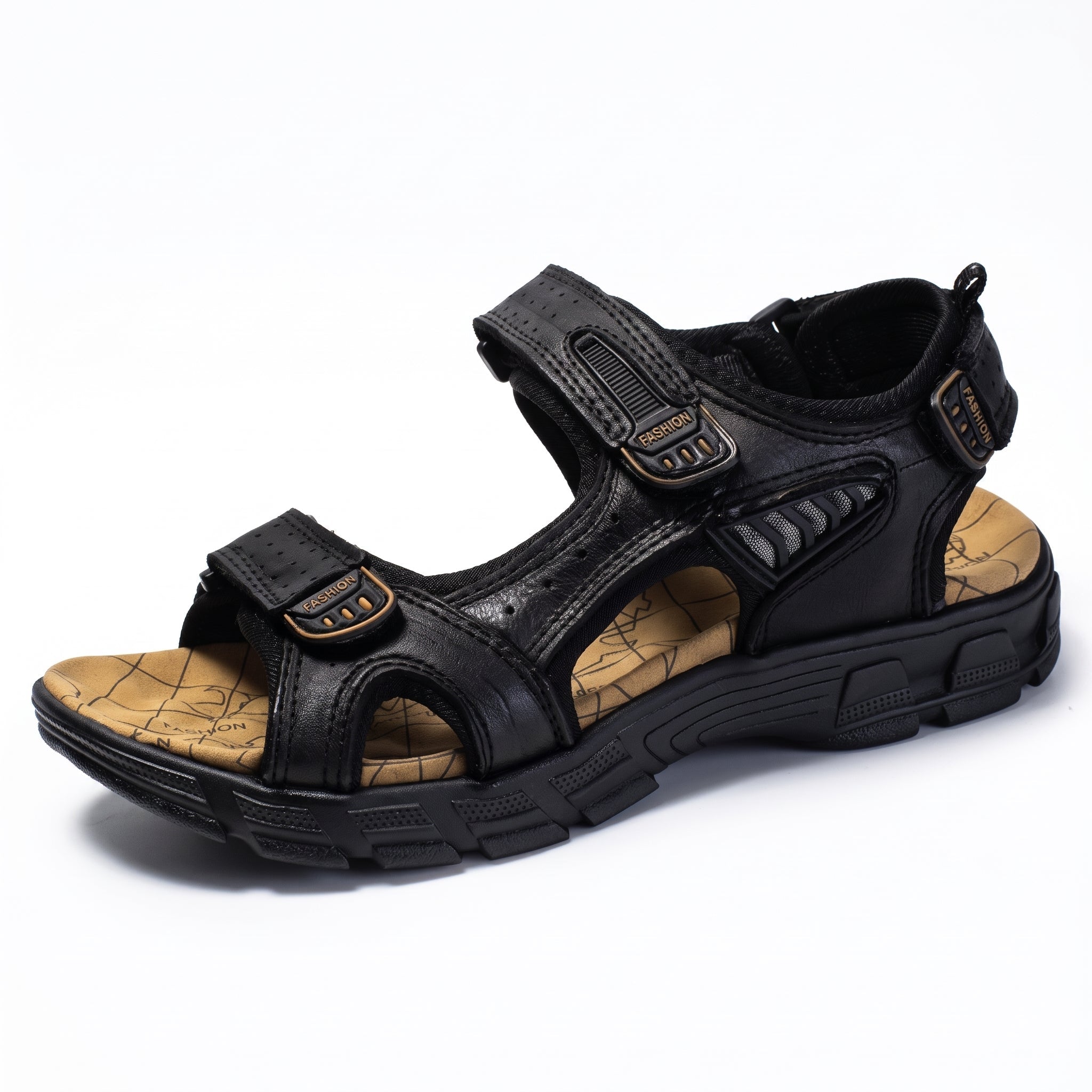 Benjamin - Men's Summer Orthopedic Adjustable Strap Sandals - Sandals - Black - Parker&Brooks