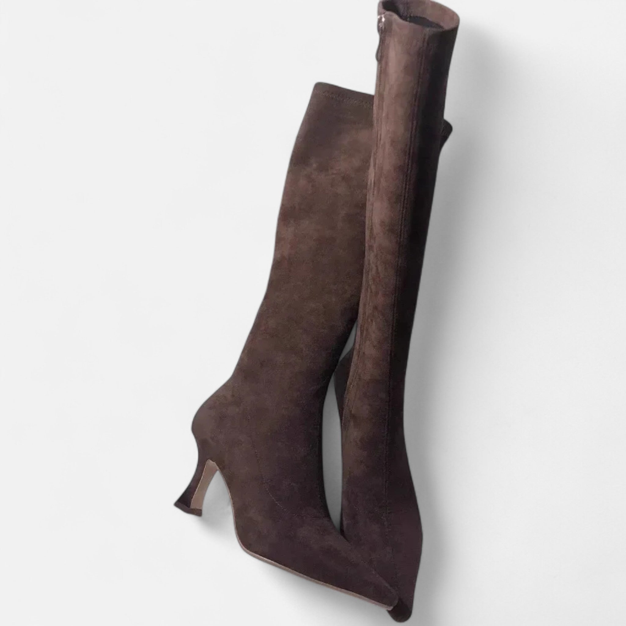 Solène – Women's Suede Knee-High Boots with Heel