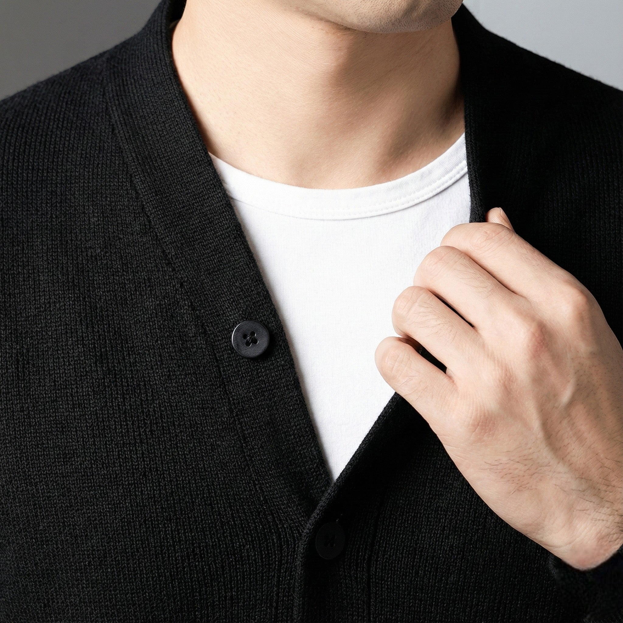Men’s Wool Cardigan with Button Placket