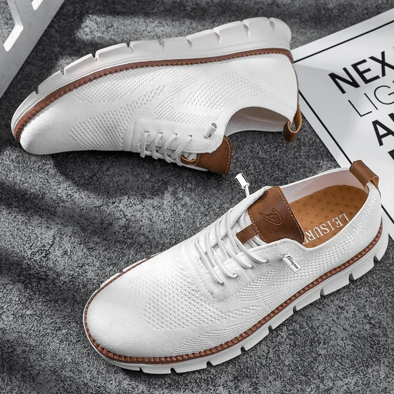 Callum - Men's Orthopedic Lace - Up Sneakers - Sneakers - White - Parker&Brooks