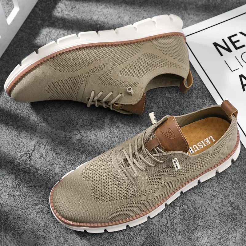 Callum - Men's Orthopedic Lace - Up Sneakers - Sneakers - Beige - Parker&Brooks
