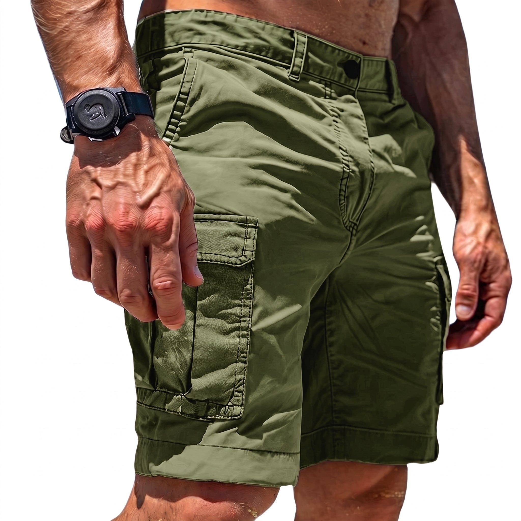 Charlie - Men's Casual Relaxed Fit Cargo Shorts - Cargo Shorts - Green - Parker&Brooks