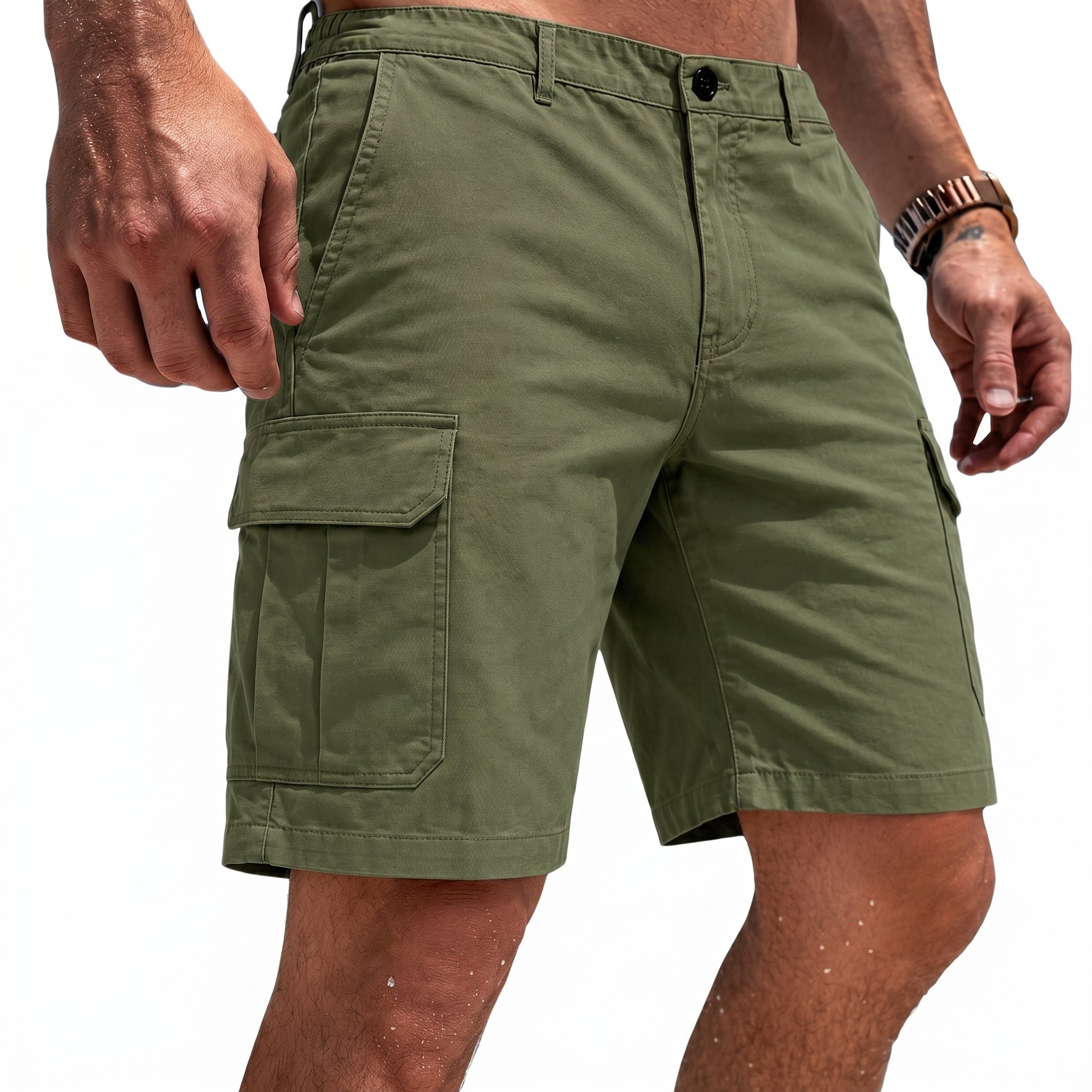 Charlie - Men's Casual Relaxed Fit Cargo Shorts - Shorts - Green - Parker&Brooks