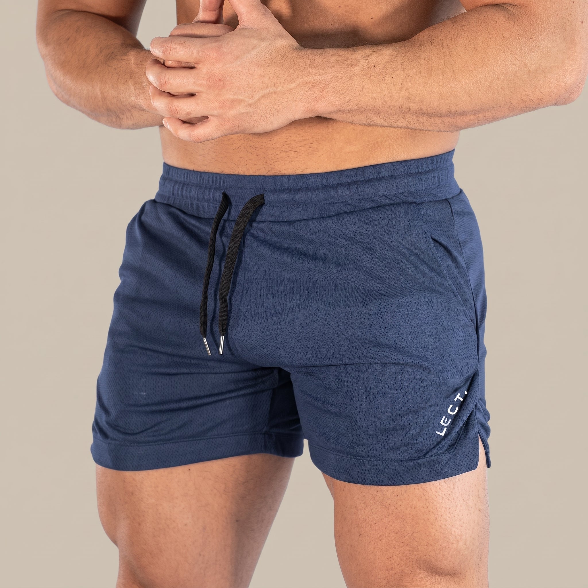 Charlie - Men's Relaxed Fit Drawstring Waist Gym Shorts - Shorts - Navy - Parker&Brooks
