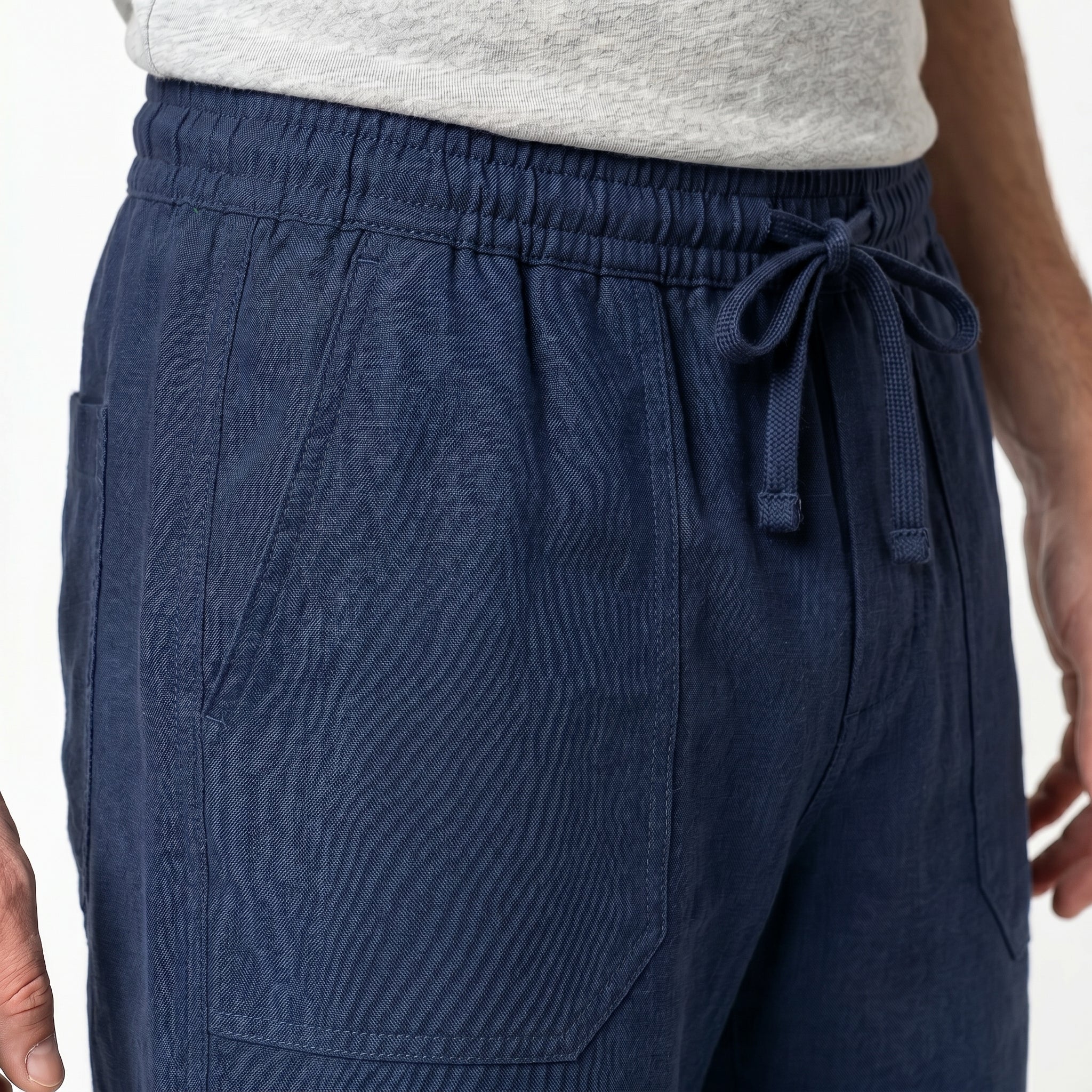 Charlie - Men's Relaxed Fit Summer Drawstring Shorts - Shorts Men - Navy Blue - Parker&Brooks