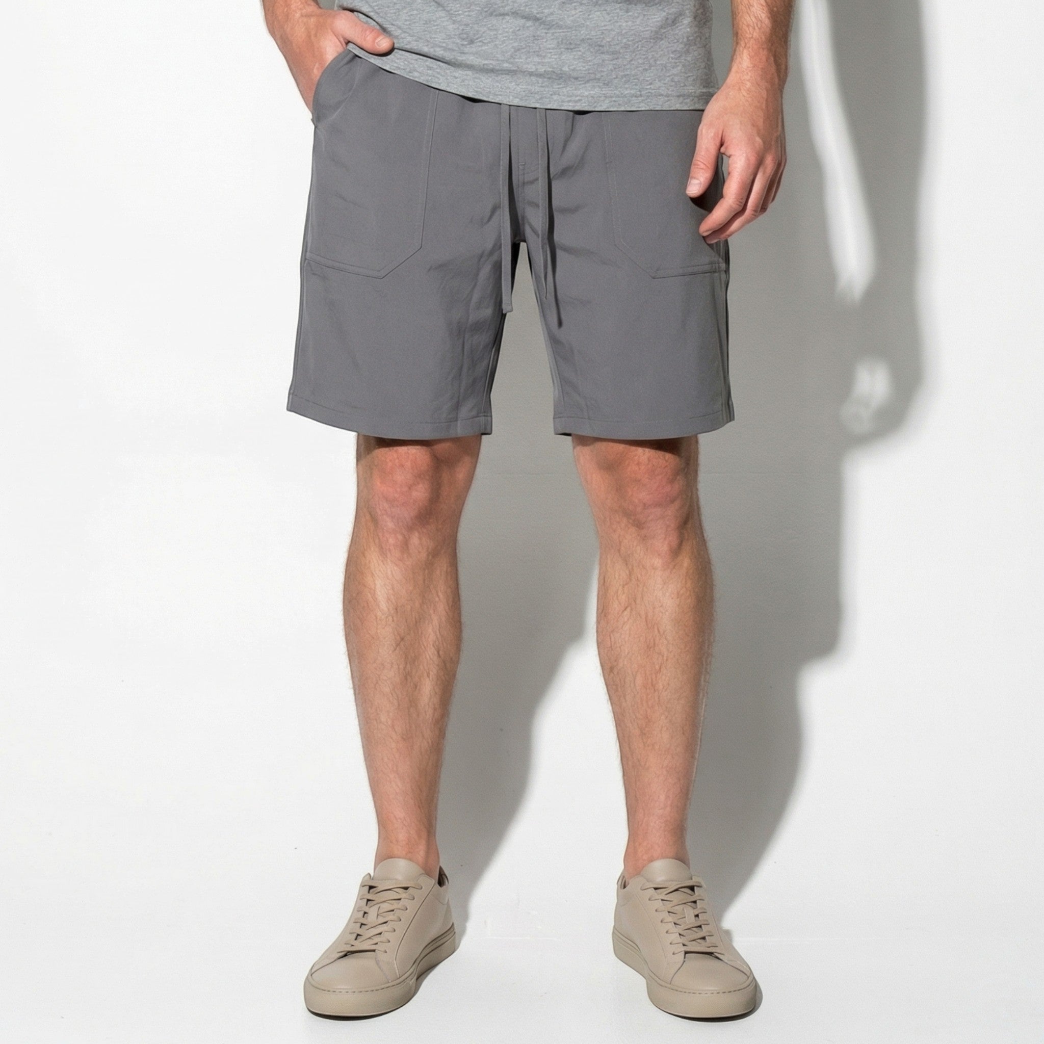 Charlie - Men's Relaxed Fit Summer Drawstring Shorts - Shorts Men - Gray - Parker&Brooks