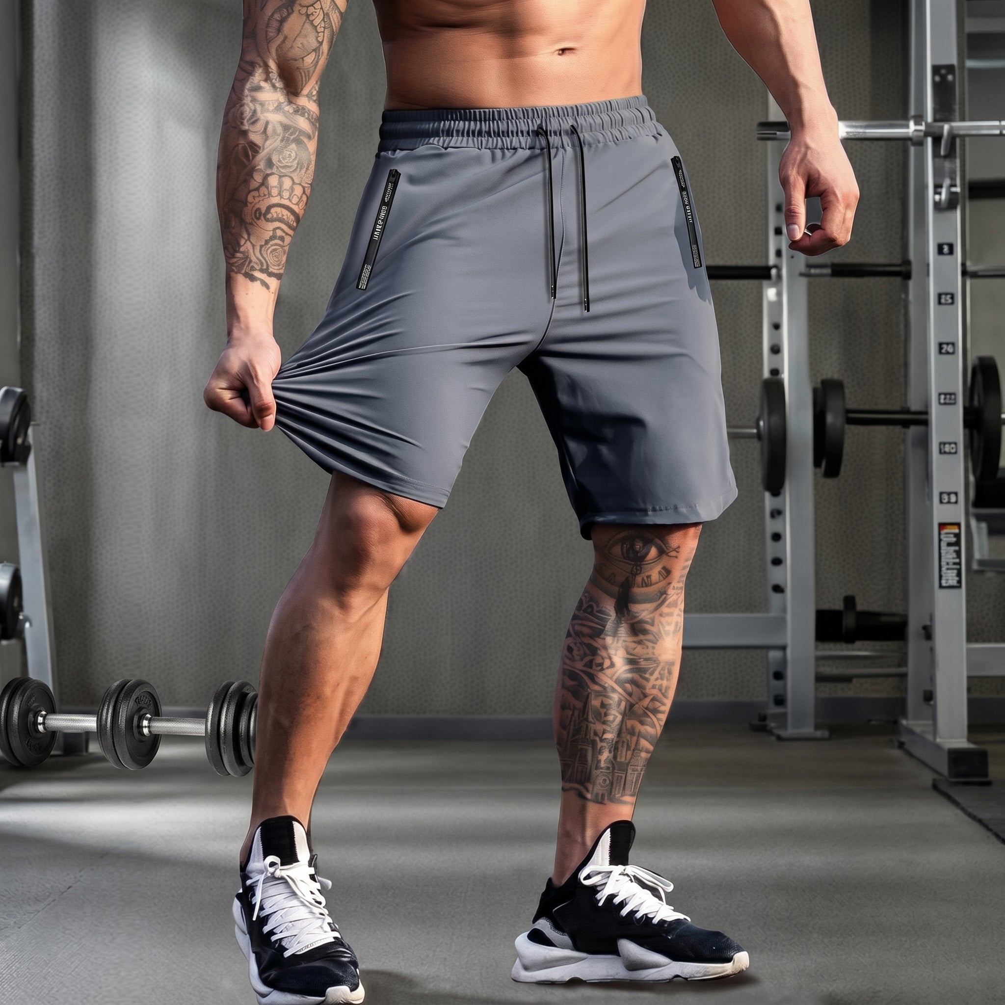 Charlie - Men's Slim Fit Drawstring Gym Short with Zip Pockets
