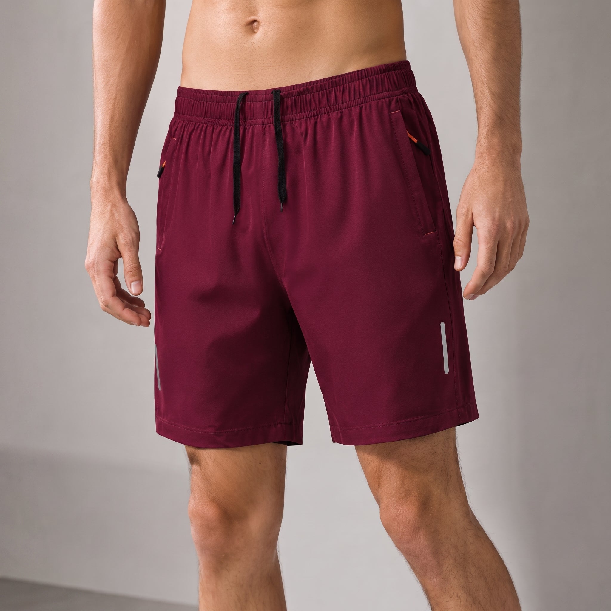 Charlie – Men's Summer Relaxed Fit Zip Pocket Sports Shorts - Shorts - Burgundy - Parker&Brooks