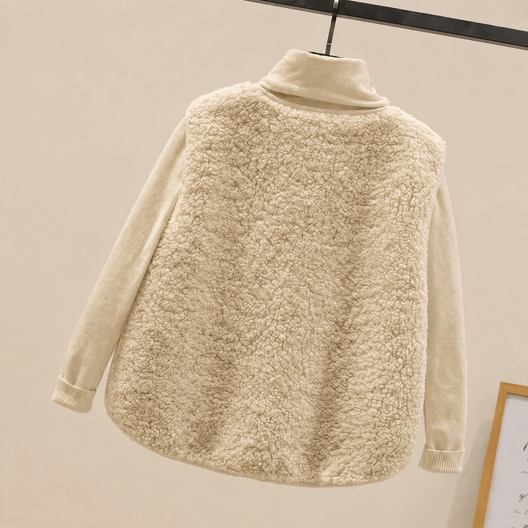 Charlotte - Women's Cropped Collarless Teddy Vest - Vests - Cream - Parker&Brooks