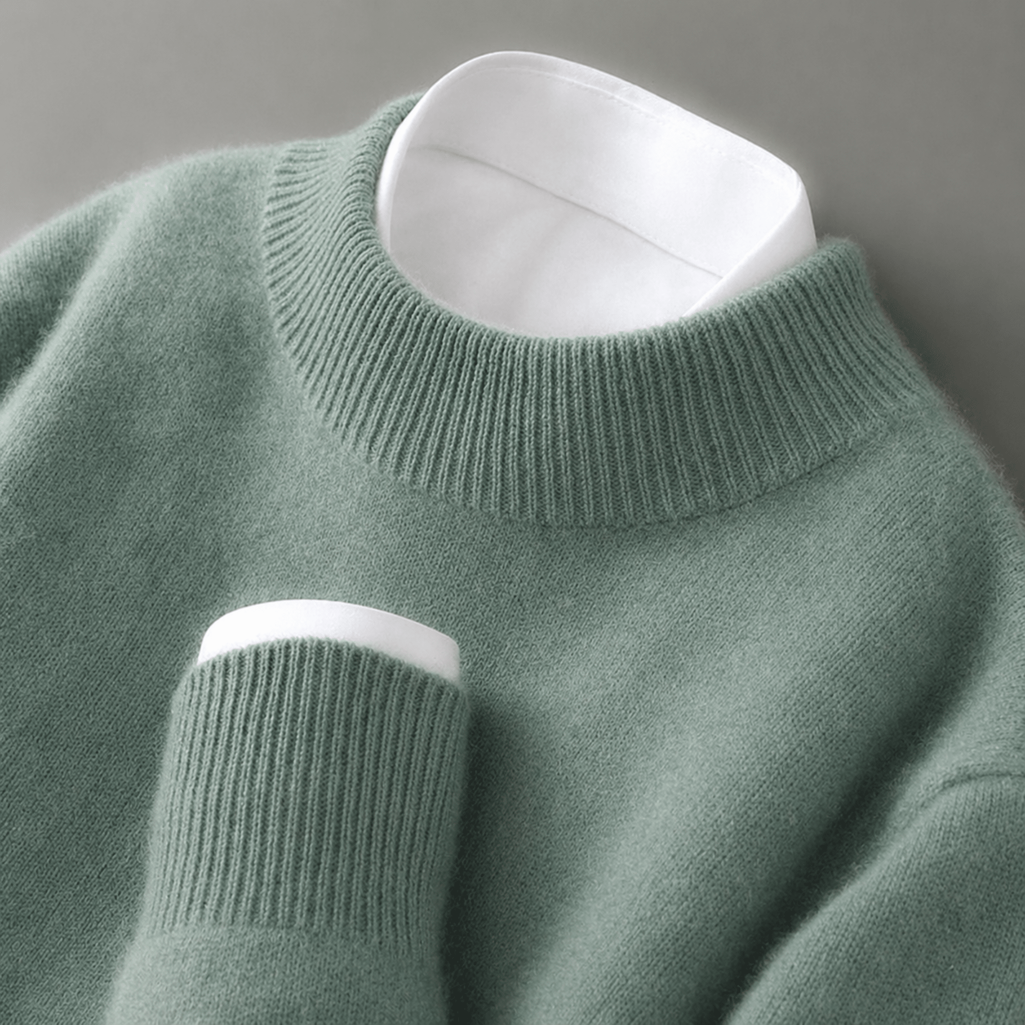 Charlotte - Women's Mock Neck Ribbed Knit Sweater - Sweaters - Blue - Parker&Brooks