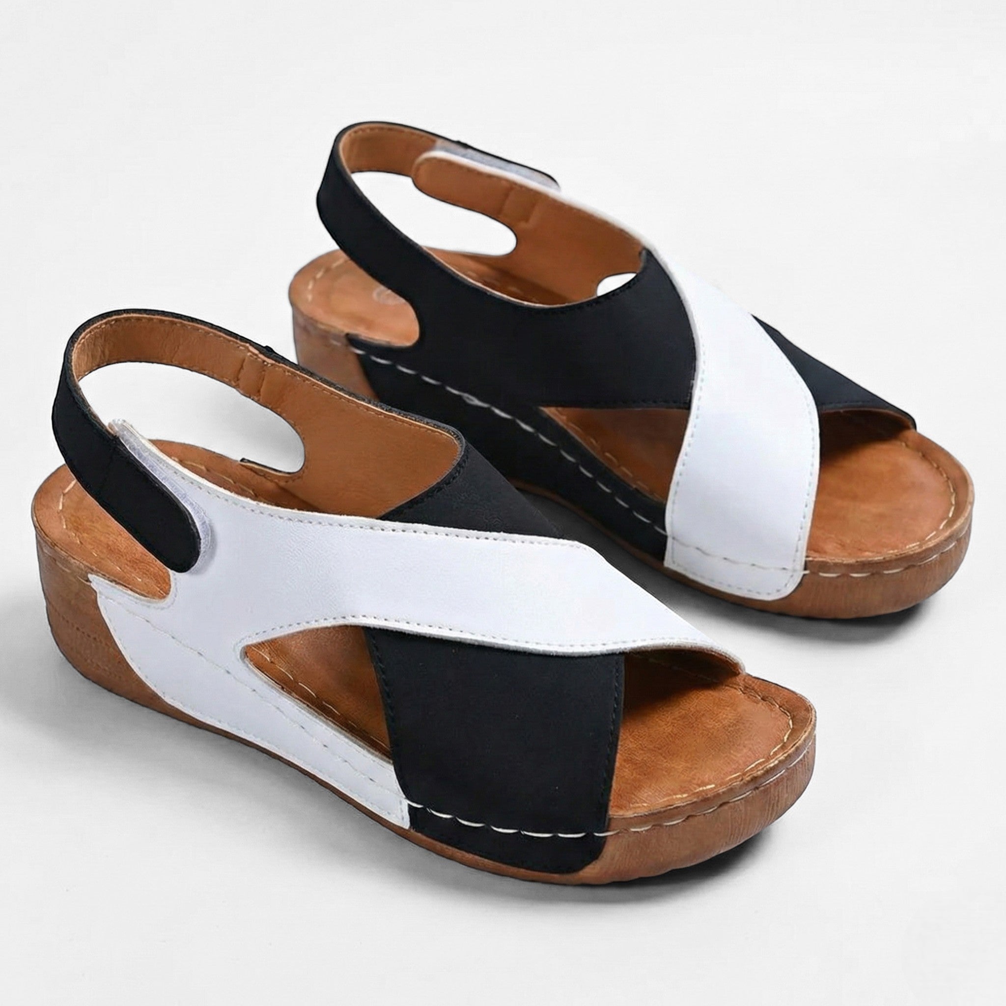Charlotte - Women's Orthopedic Wedge Sandal - Sandals - Black - Parker&Brooks