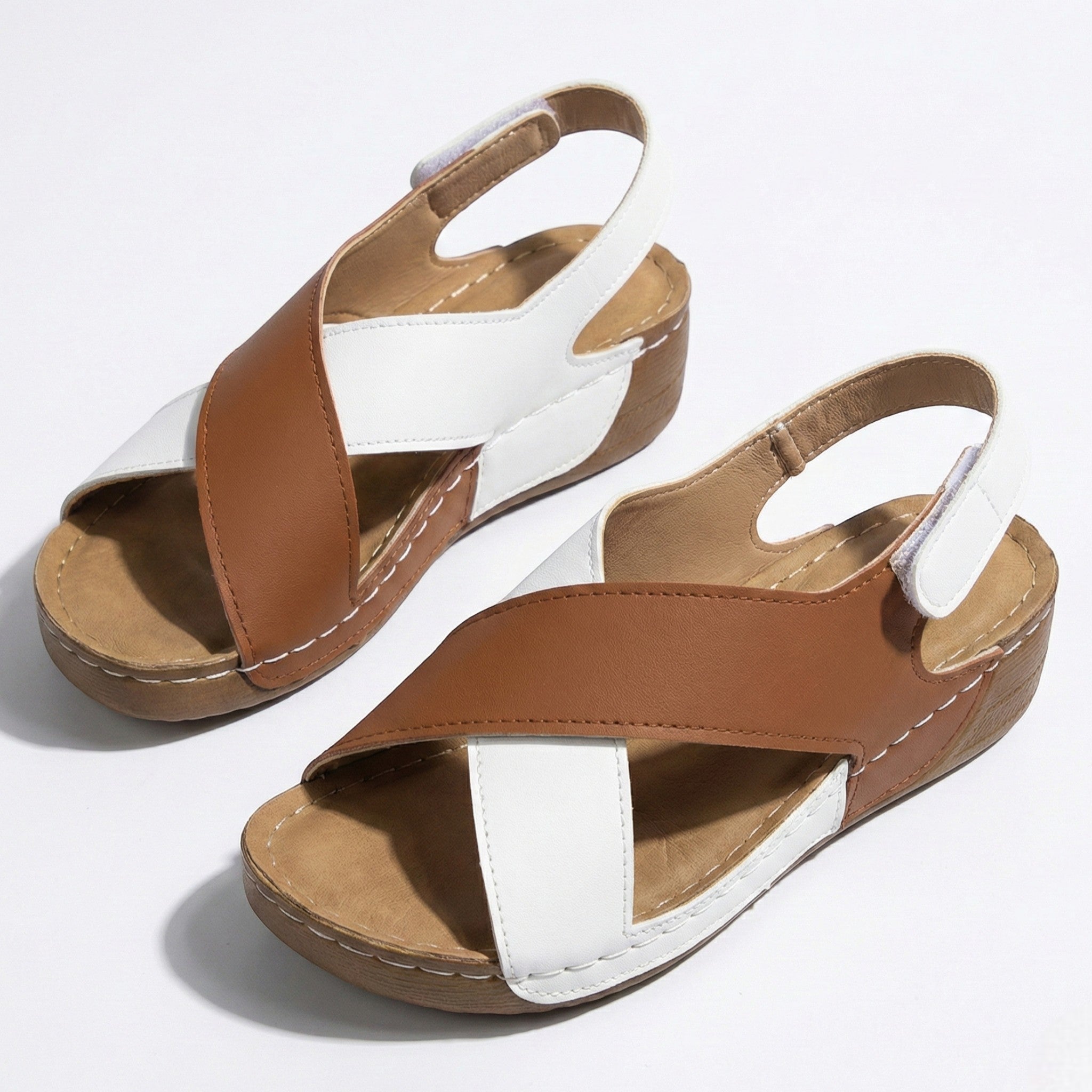 Charlotte - Women's Orthopedic Wedge Sandal - Sandals - Brown - Parker&Brooks