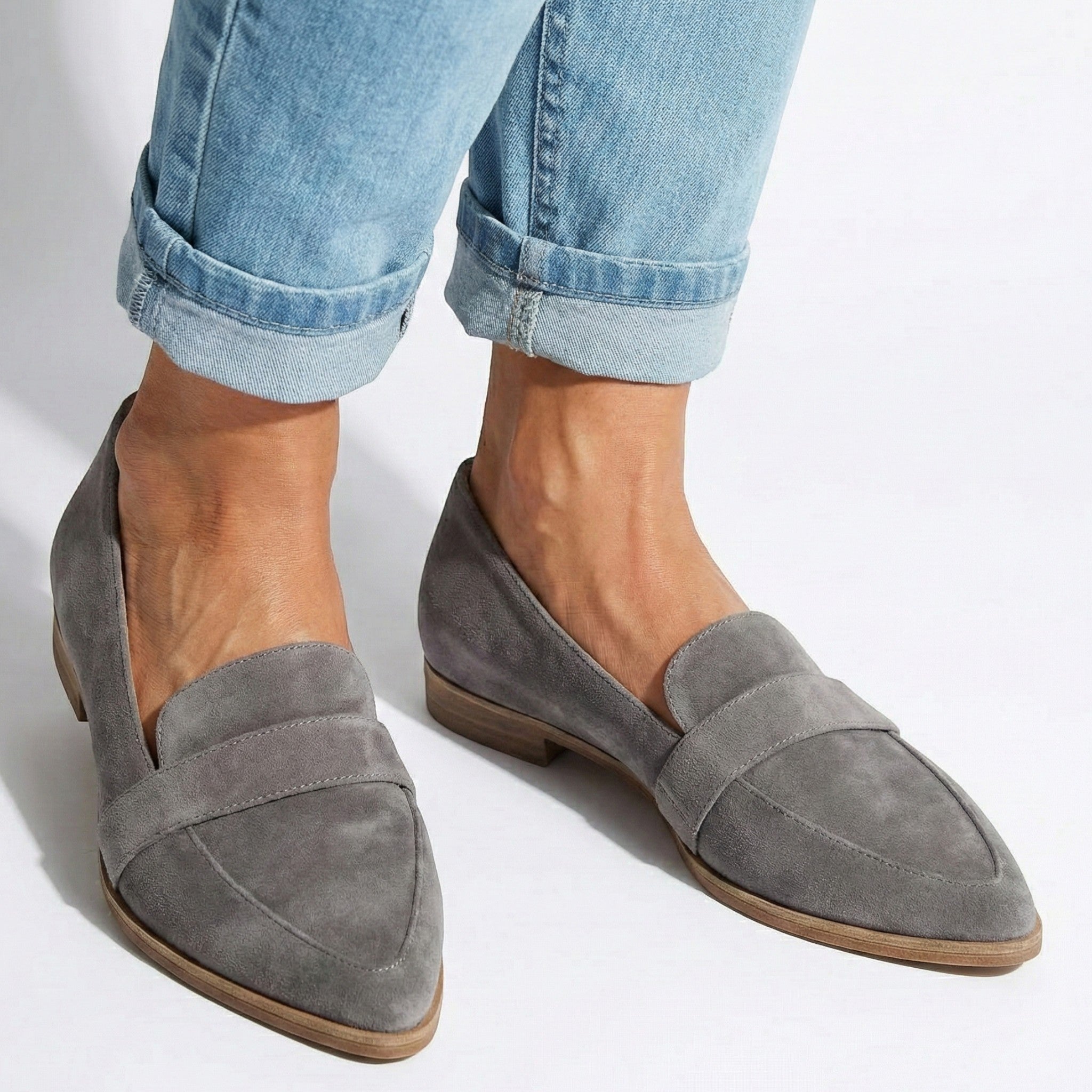 Charlotte - Women's Slip - on Loafers with Contoured Insole - Loafers - Gray - Parker&Brooks