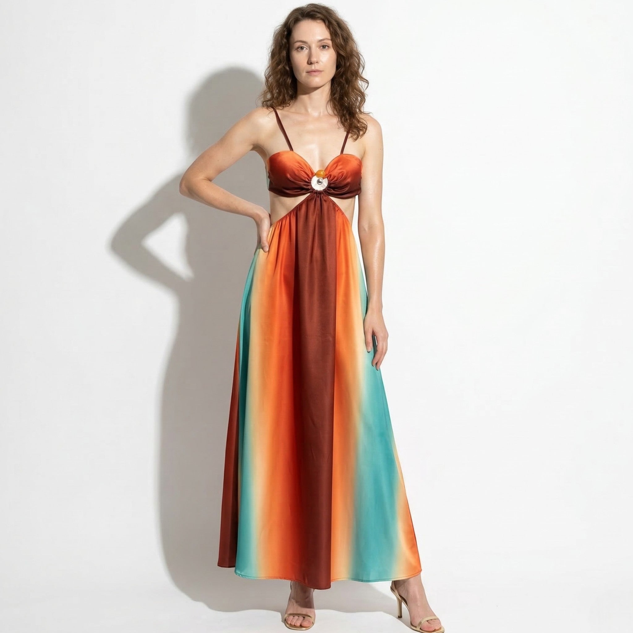 Chloe - Women's Elegant Summer Maxi Dress - Maxi Dresses - Orange - Parker&Brooks