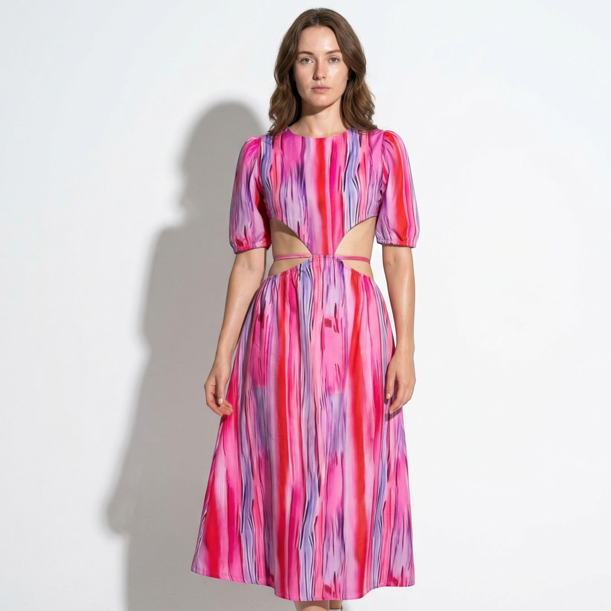 Chloe - Women's Summer Cut - Out Midi Dress - Midi Dress - Pink - Parker&Brooks