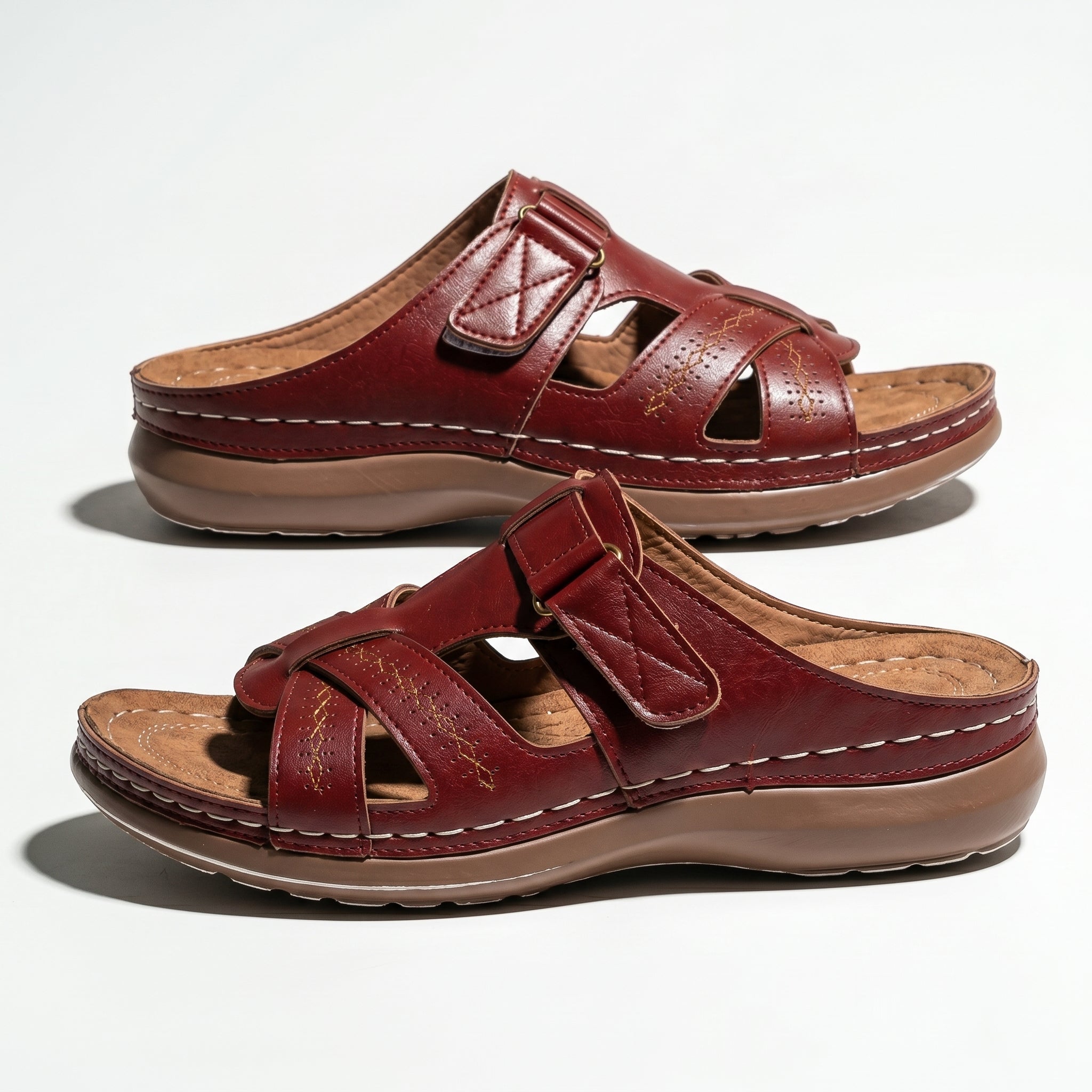 Claire - Women's Orthopedic Strap Sandals - Sandals - Red - Parker&Brooks