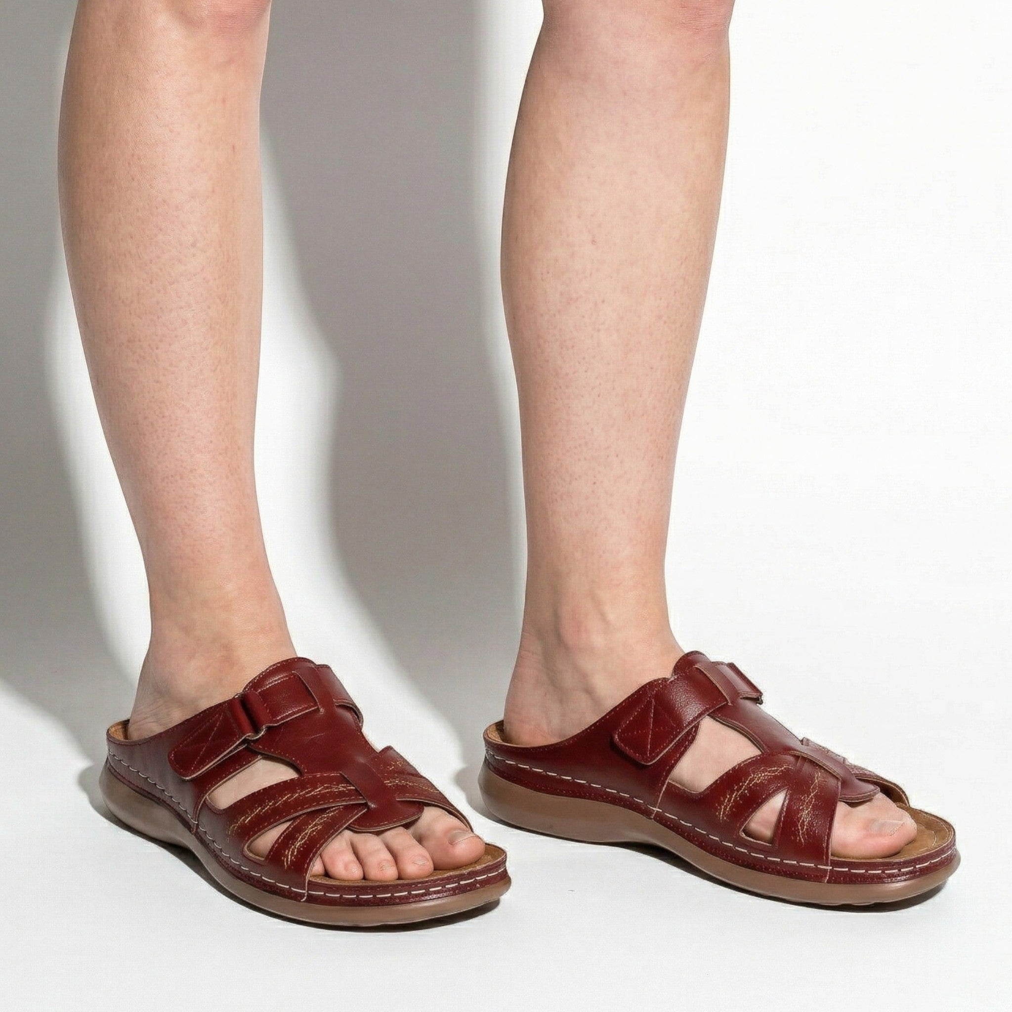 Claire - Women's Orthopedic Strap Sandals - Sandals - Red - Parker&Brooks