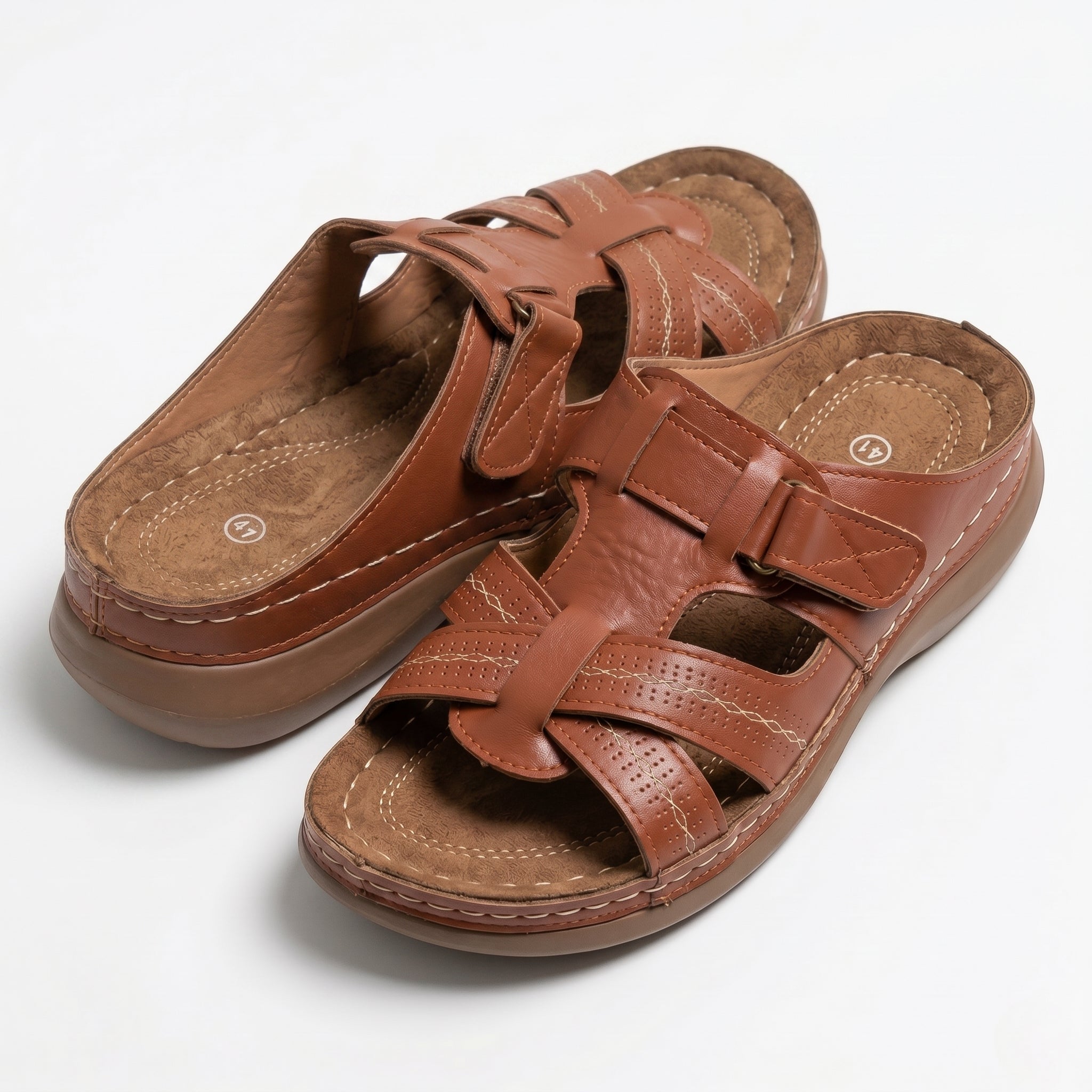 Claire - Women's Orthopedic Strap Sandals - Sandals - Brown - Parker&Brooks